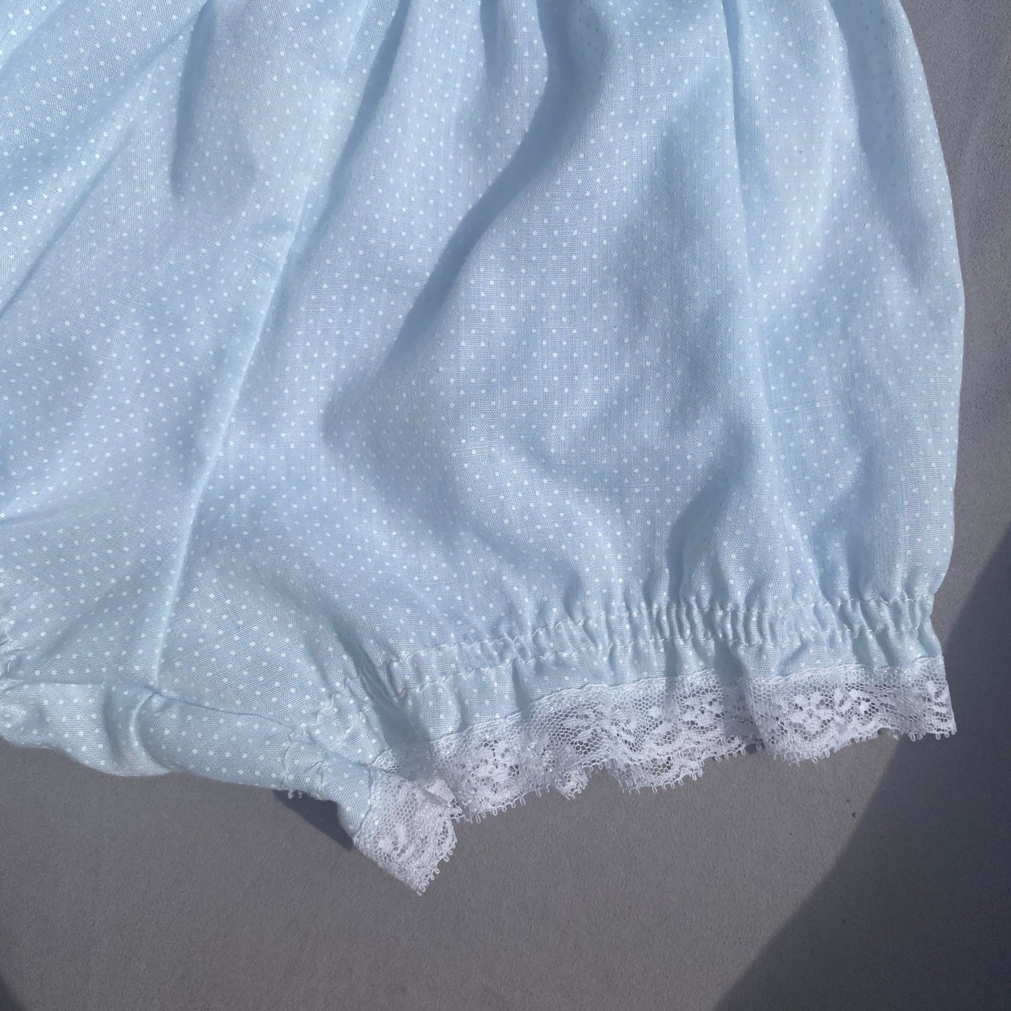 80s Baby Blue Frill Laced Bow Dress with Bloomers 3-6 Months Dress - Secondly