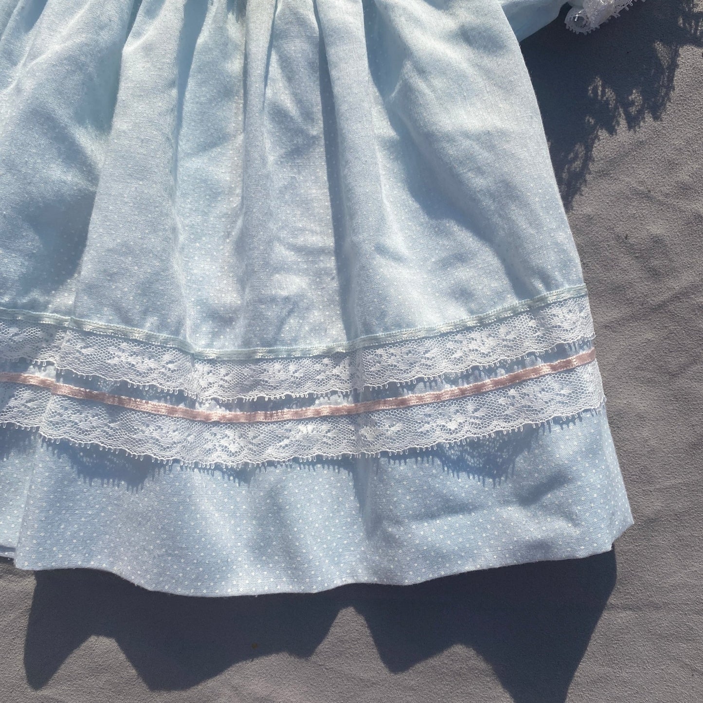 80s Baby Blue Frill Laced Bow Dress with Bloomers 3-6 Months Dress - Secondly