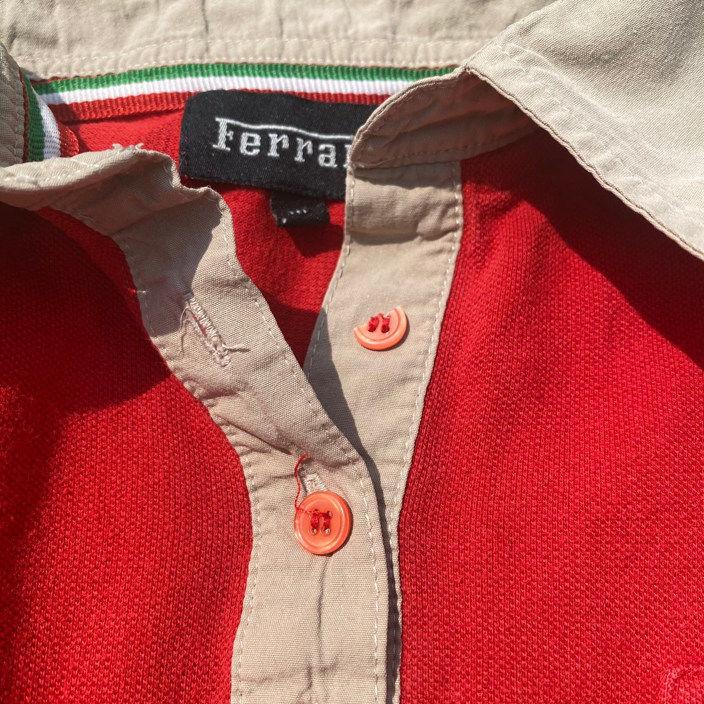 Red Ferrari Logo Polo Shirt Button Up Collared Ferarri - Secondly