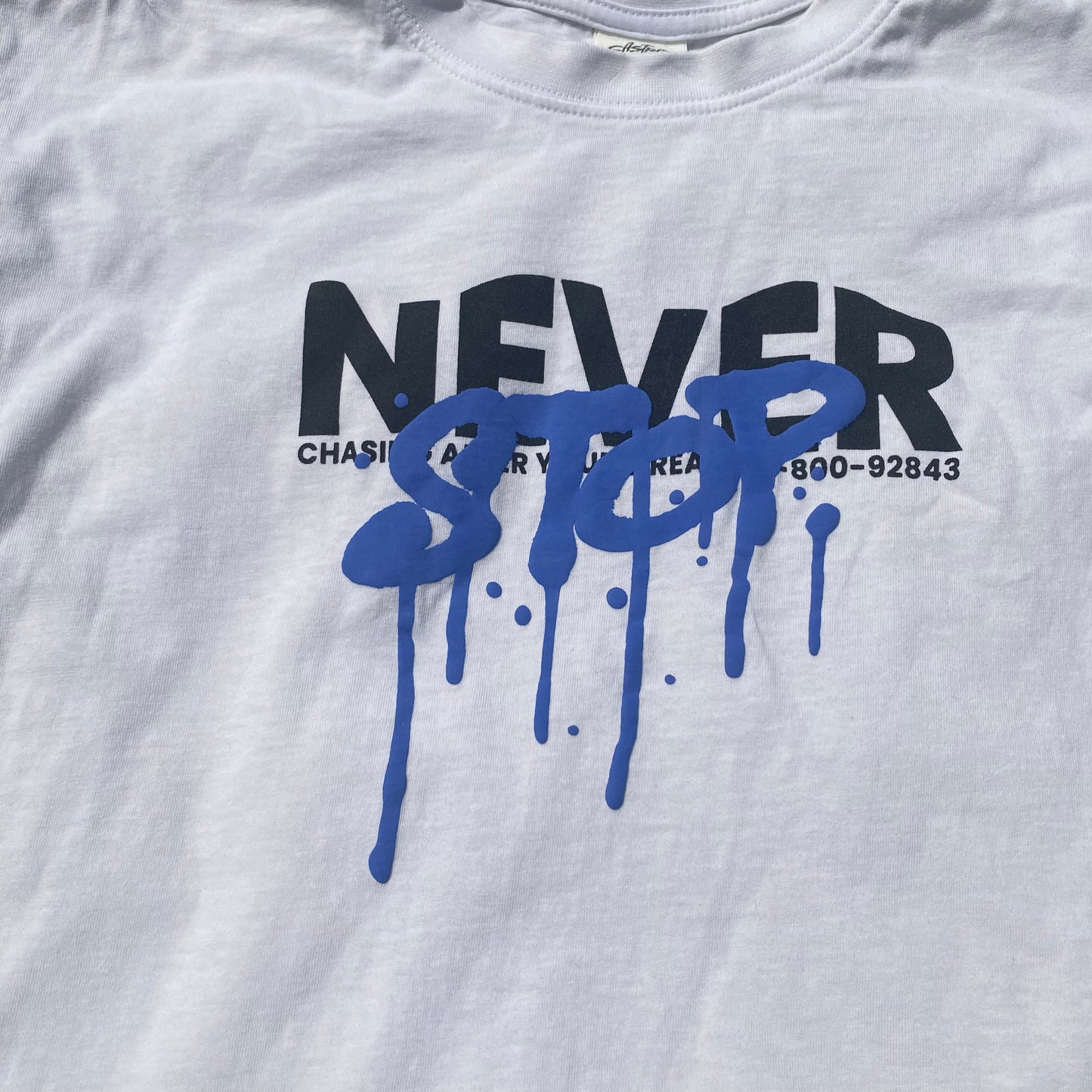 Never Stop' Spellout Tshirt Casual Spellout Summer - Secondly