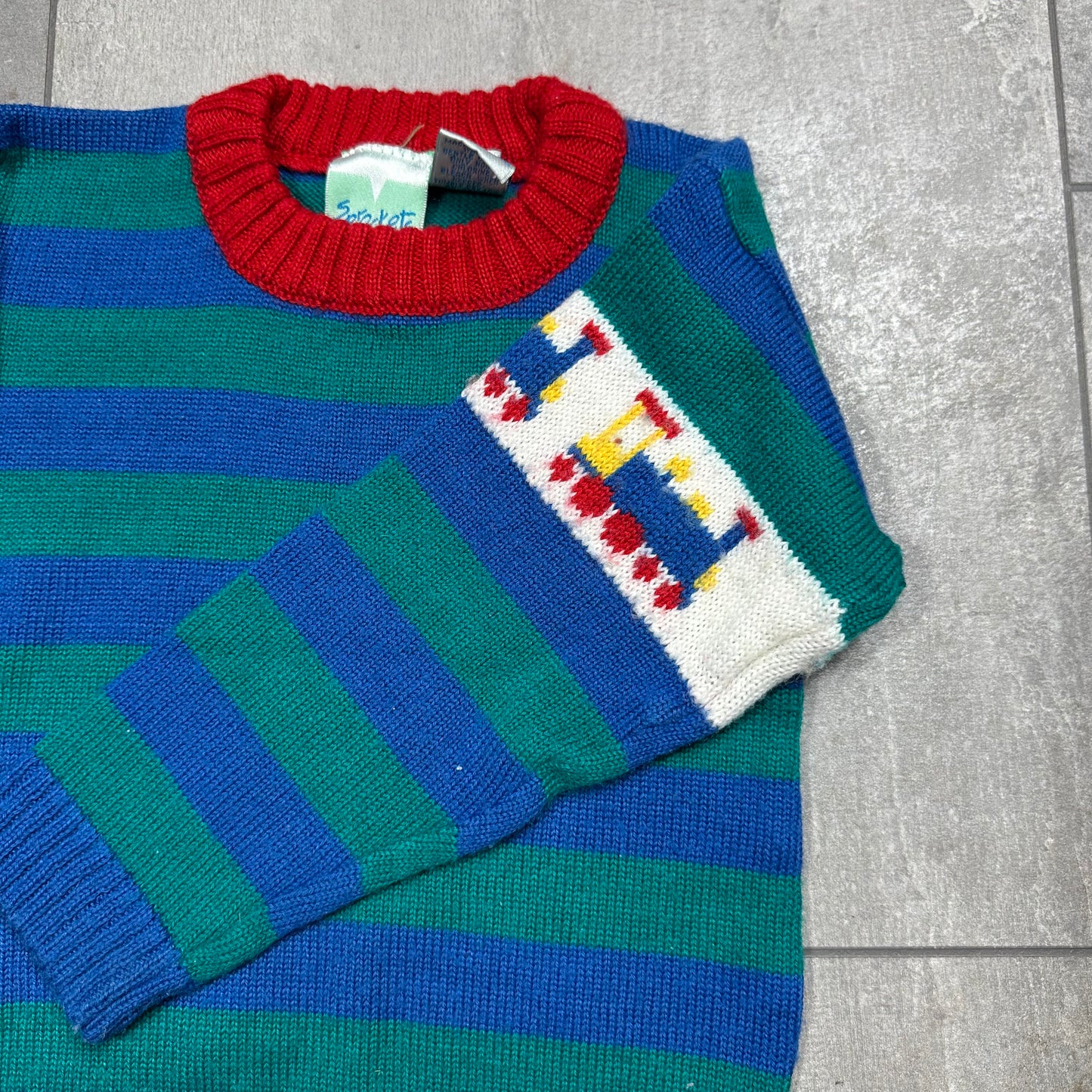 Stripe Intarsia Sleeve Knit 3-4 Years