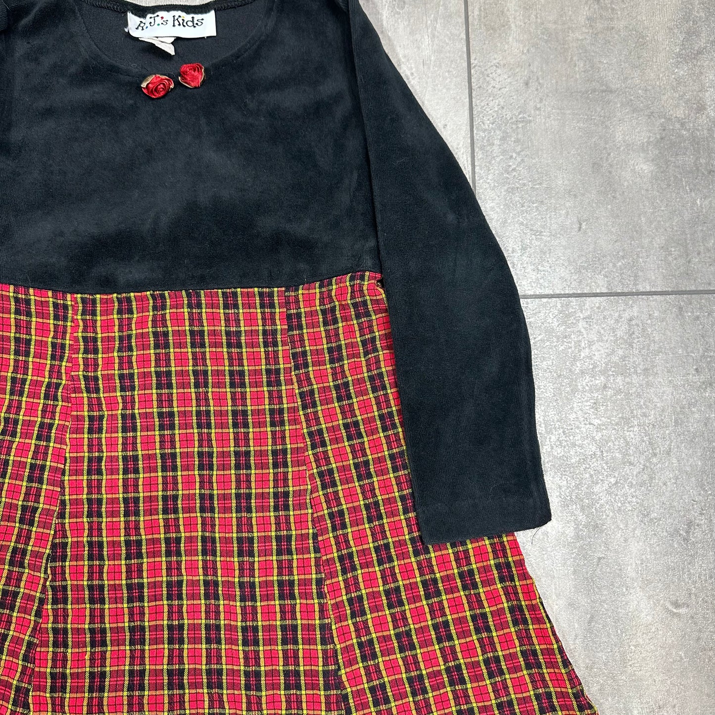 Velvet & Tartan Winter Dress 4-5 Years
