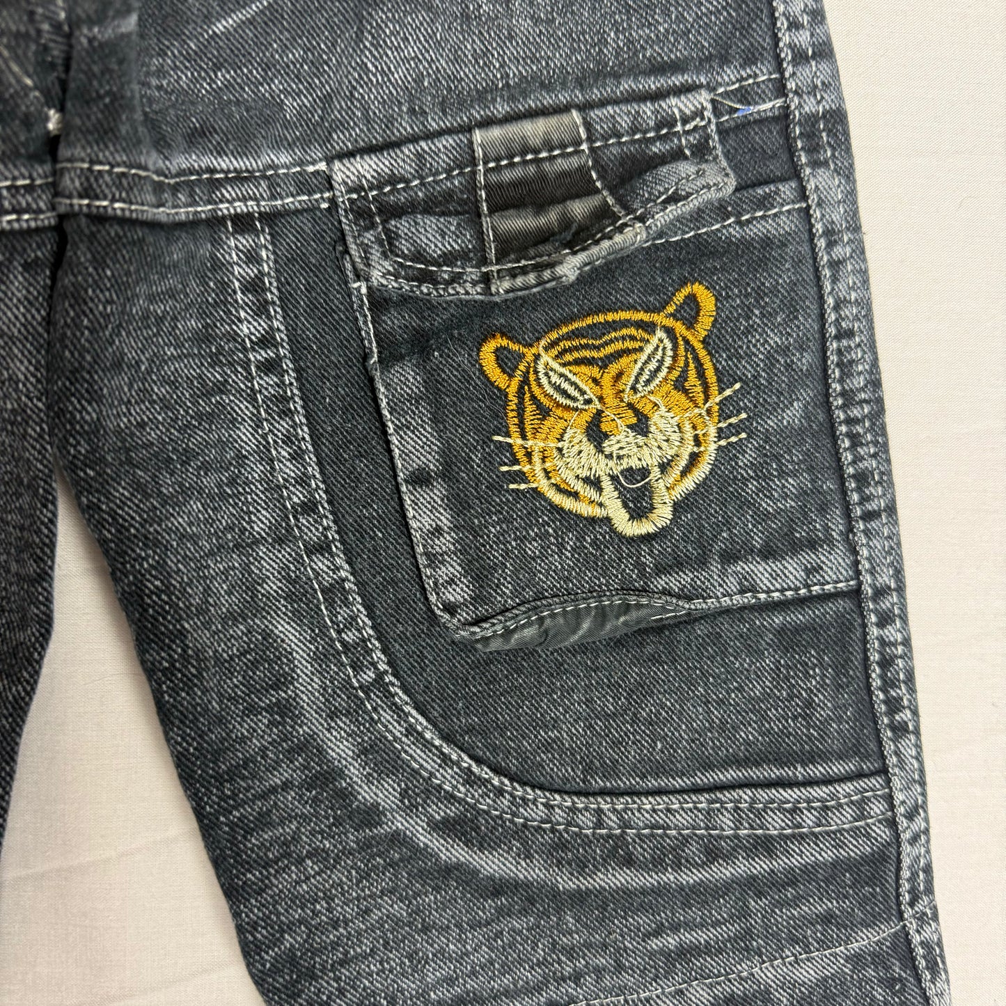 Lion Embroidered Cargo Jeans 9-12 Months