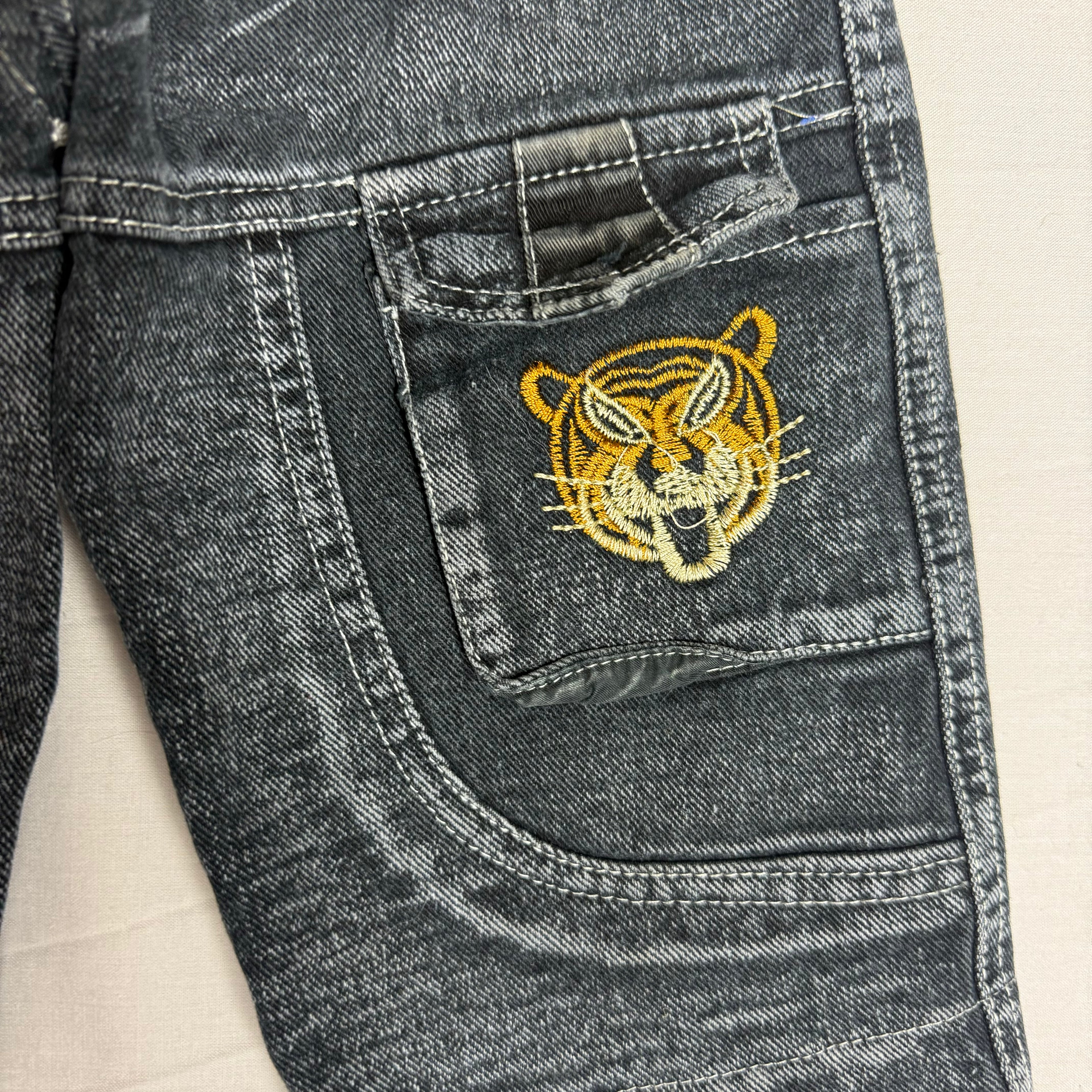 Lion Embroidered Cargo Jeans 9-12 Months
