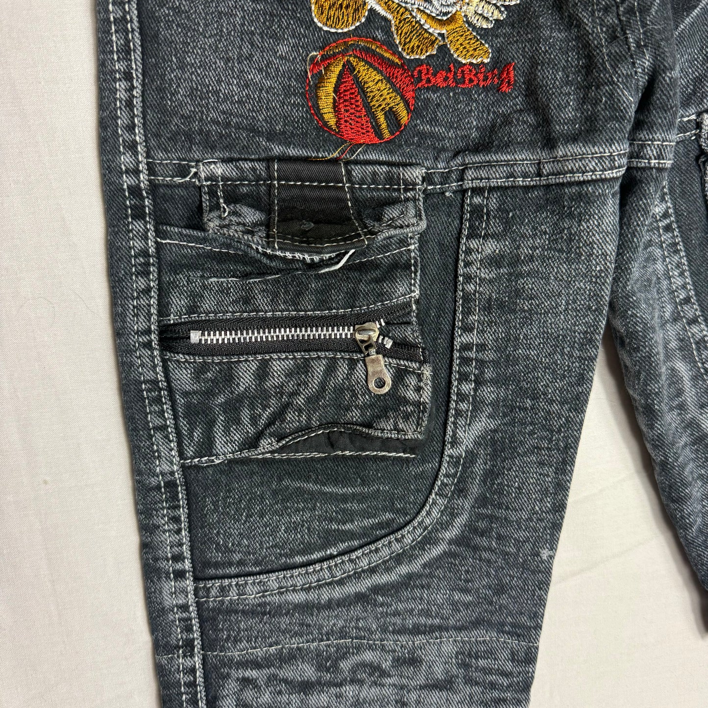 Lion Embroidered Cargo Jeans 9-12 Months