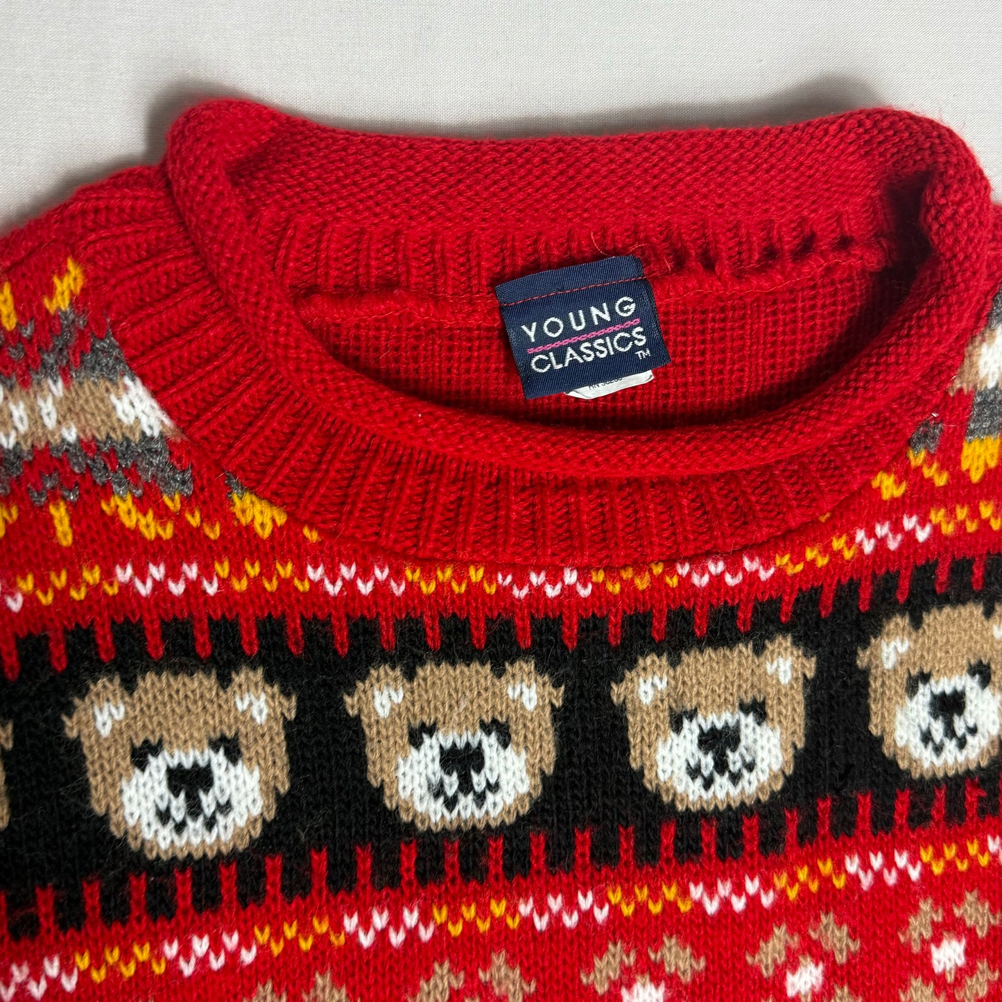 Teddy Bear Stripe Pattern Knit 9-10 Years