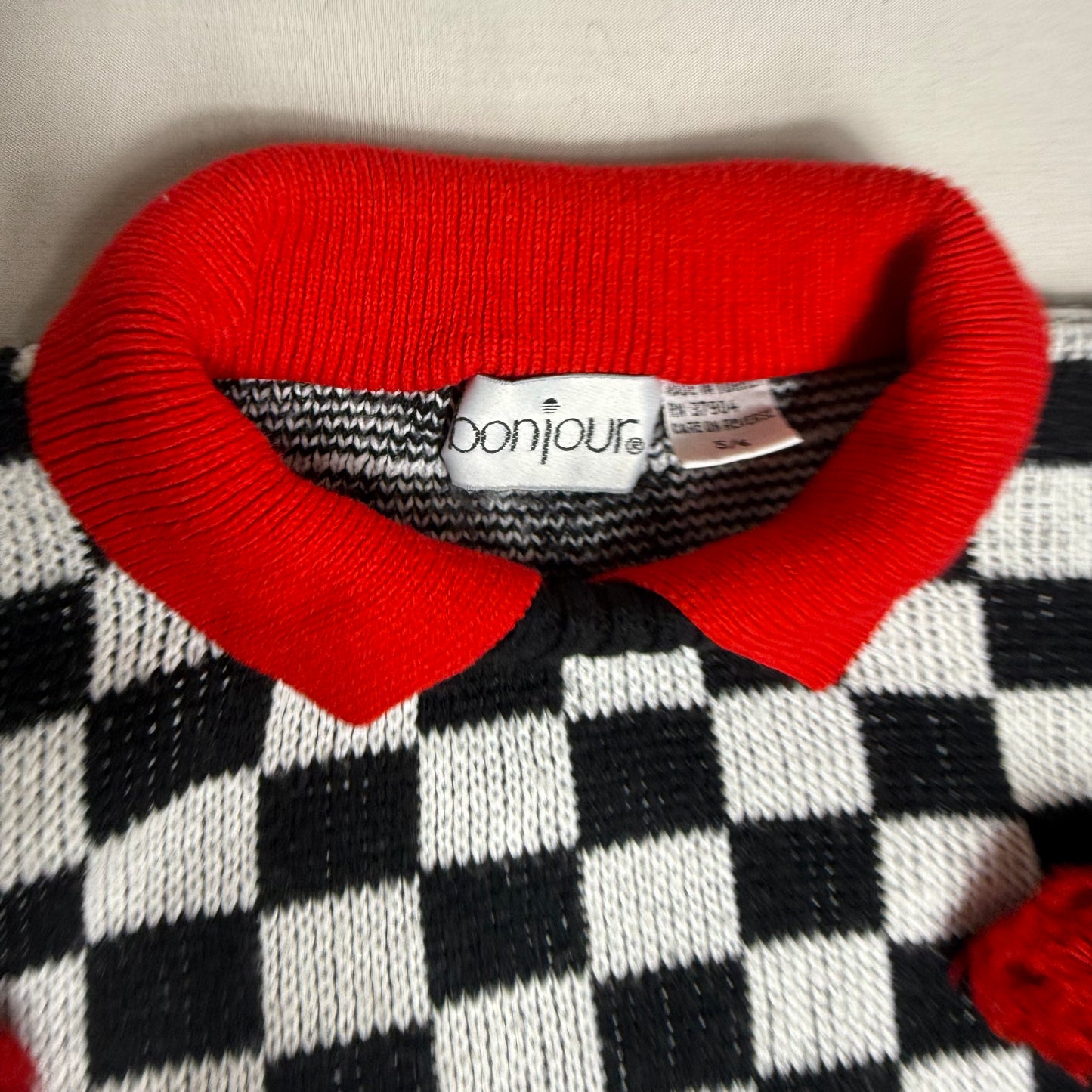 Checkerboard Polka Dot Knit Jumper 5-6 Years