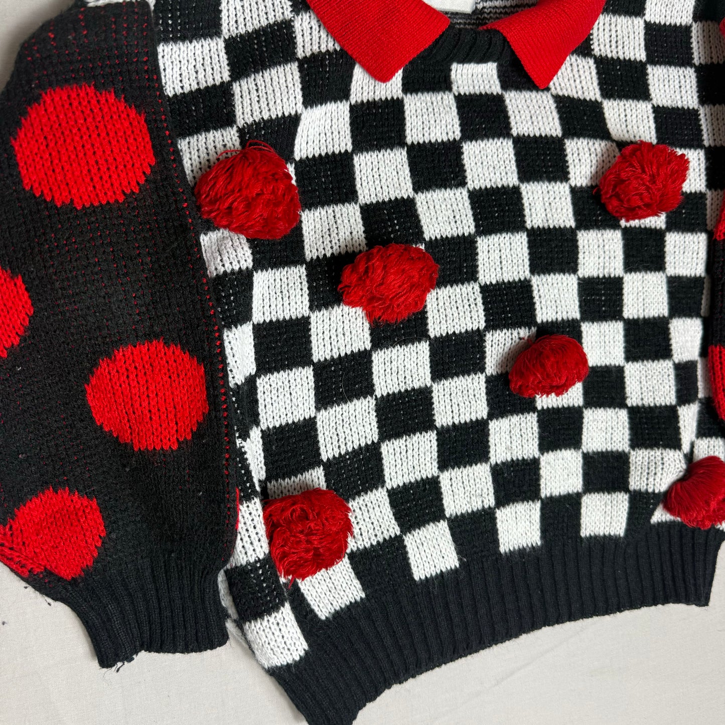 Checkerboard Polka Dot Knit Jumper 5-6 Years