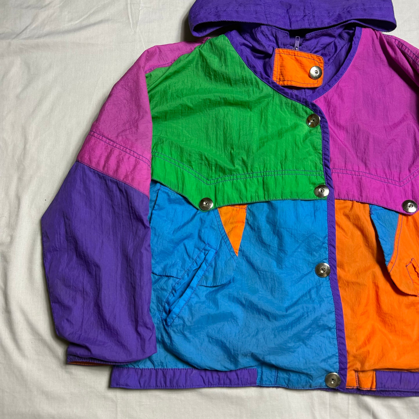 80s Colour Block Shell Jacket 12-13 Years