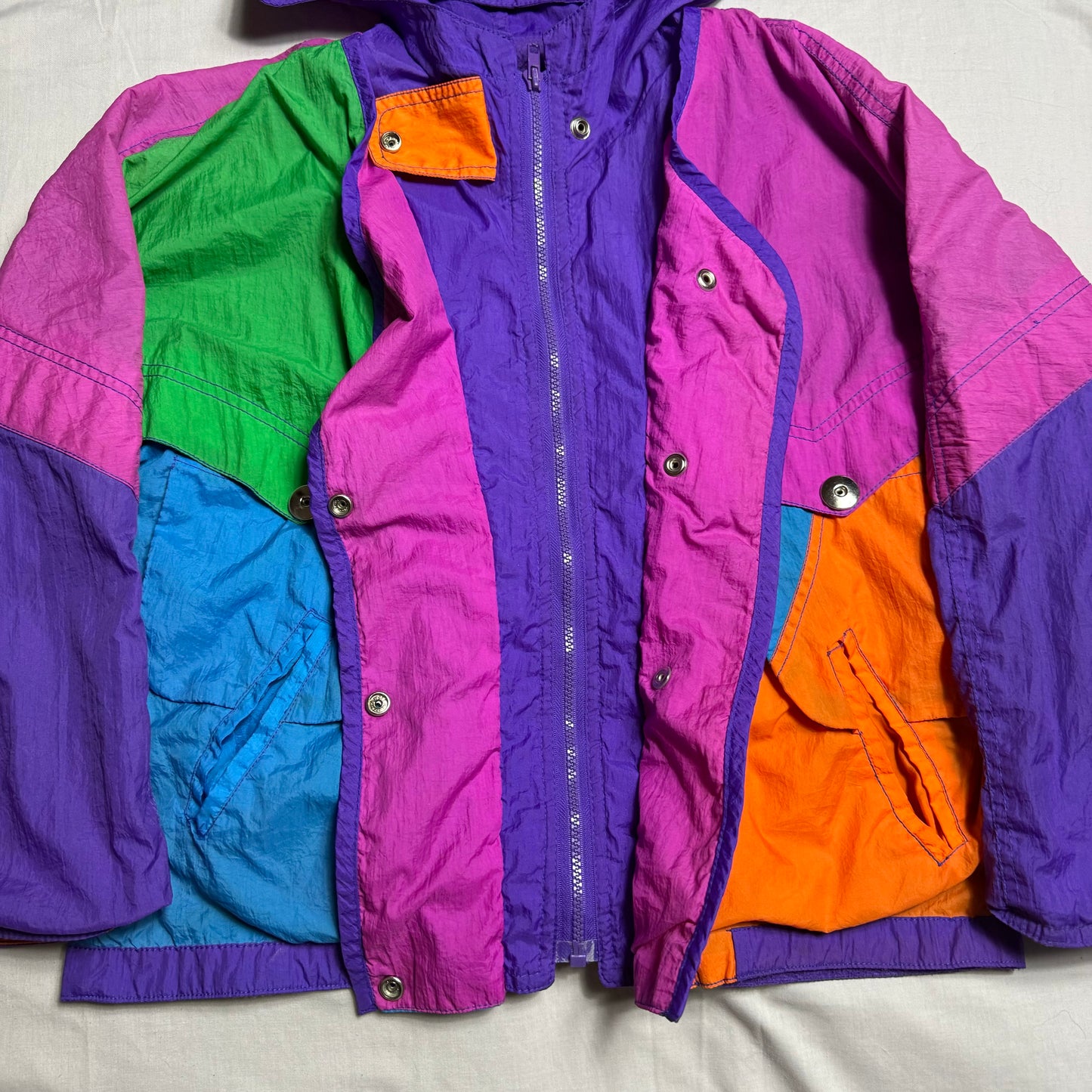 80s Colour Block Shell Jacket 12-13 Years