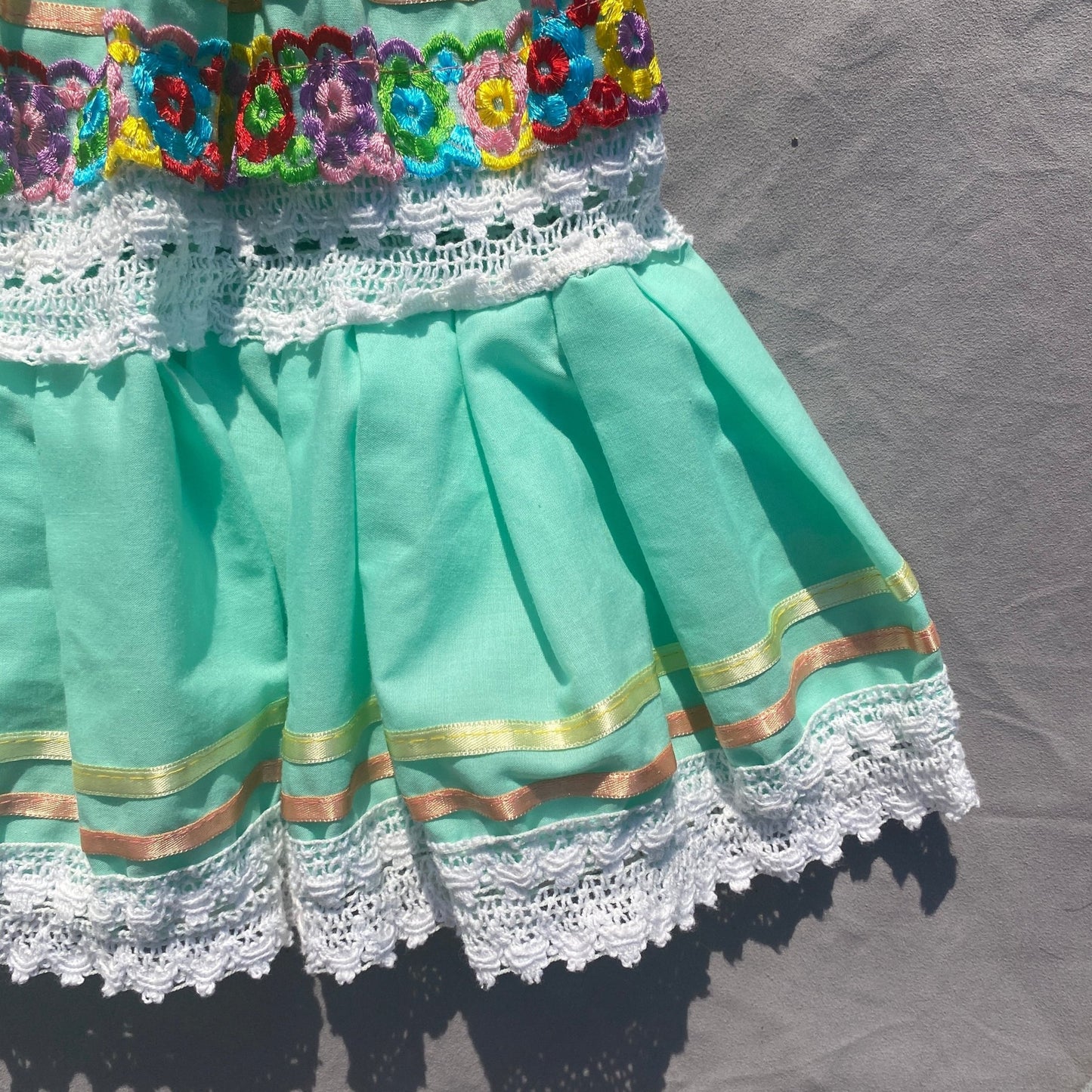 Frill Bardot Floral Embroidered Tiered Dress 3-4 Years Summer - Secondly