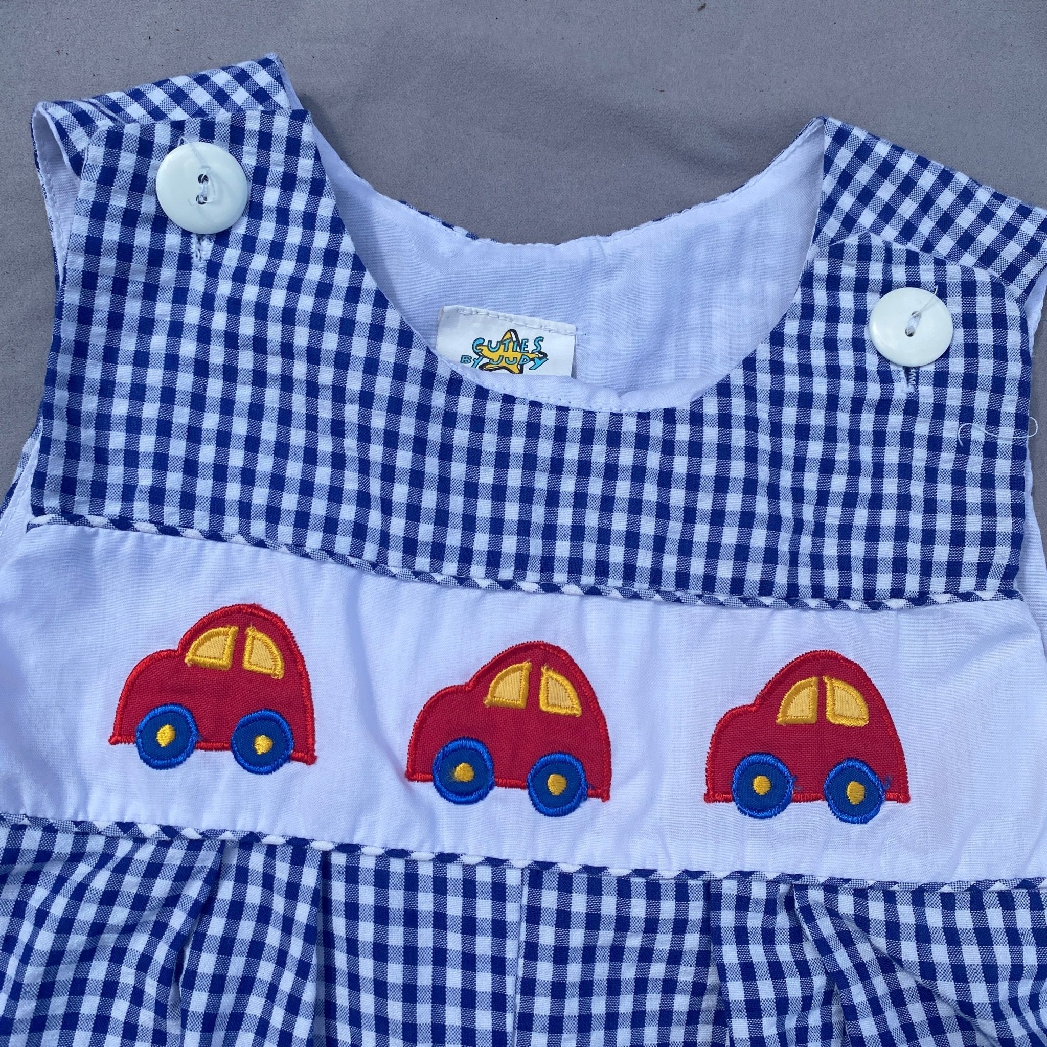 Gingham Car Embroidered All in One 12 - 18 Months Gingham_Car_Embroidered_All_in_One_187 - Secondly