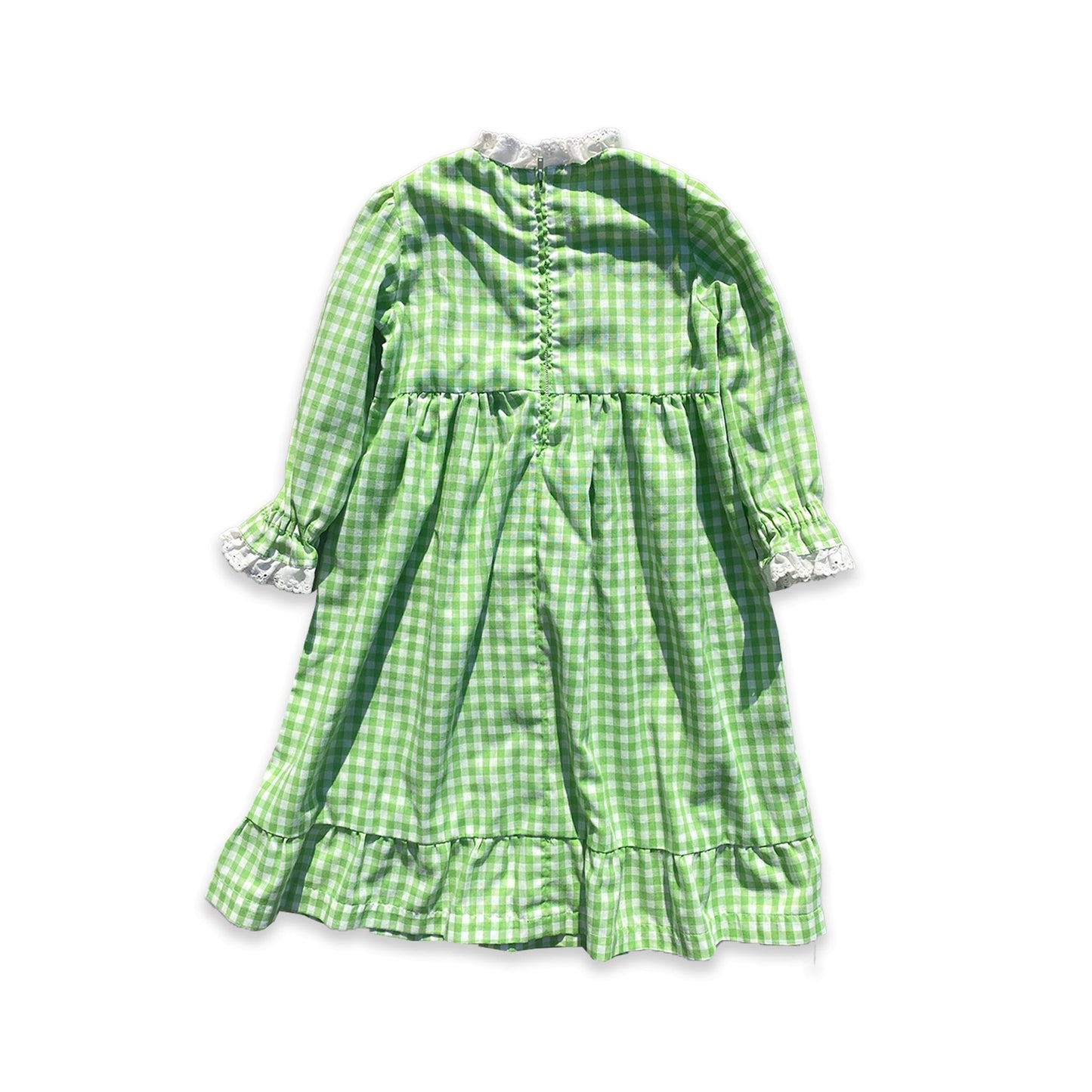 Gingham Long Sleeve prairie Lace Dress 4-5 Years Summer - Secondly