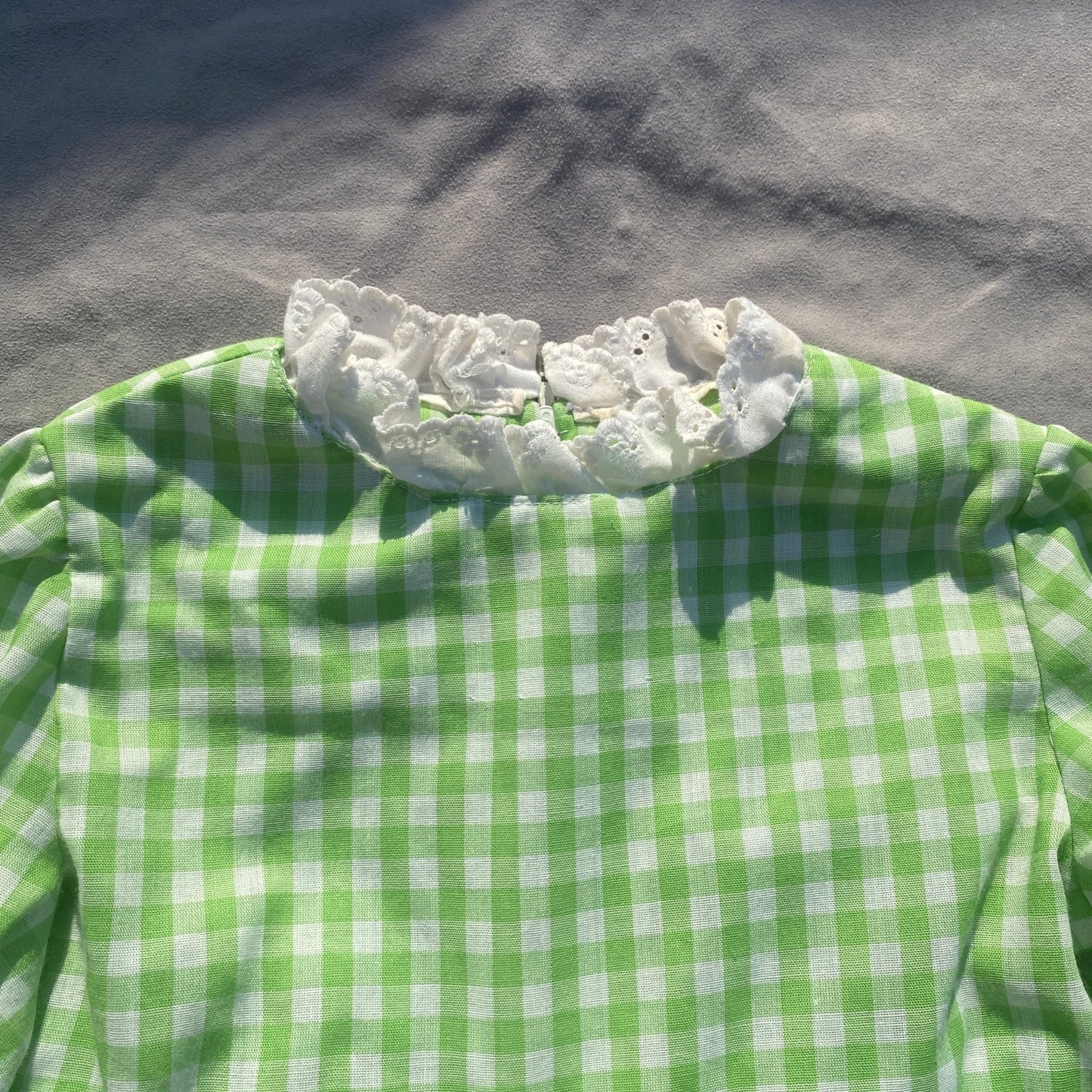 Gingham Long Sleeve prairie Lace Dress 4-5 Years Summer - Secondly