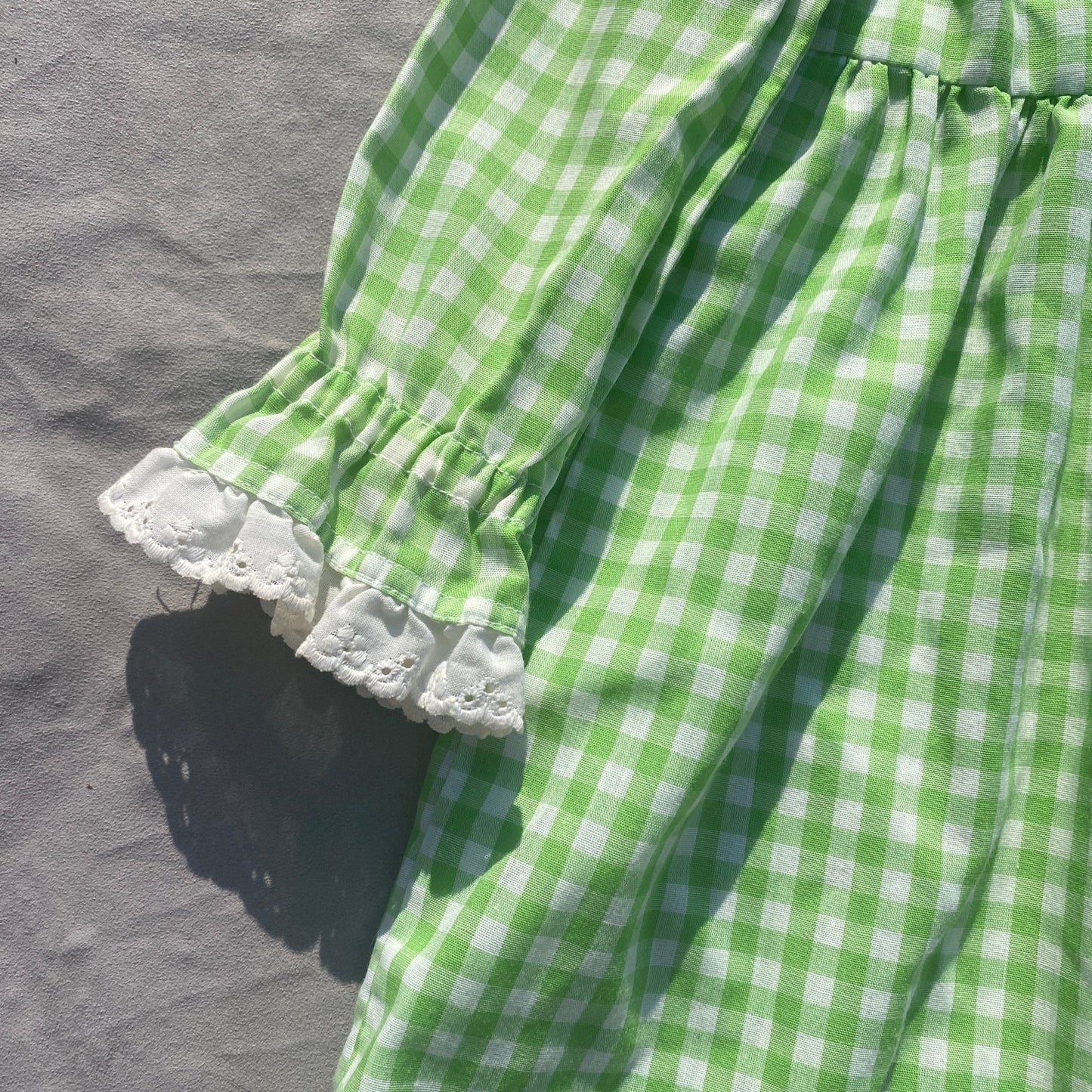Gingham Long Sleeve prairie Lace Dress 4-5 Years Summer - Secondly