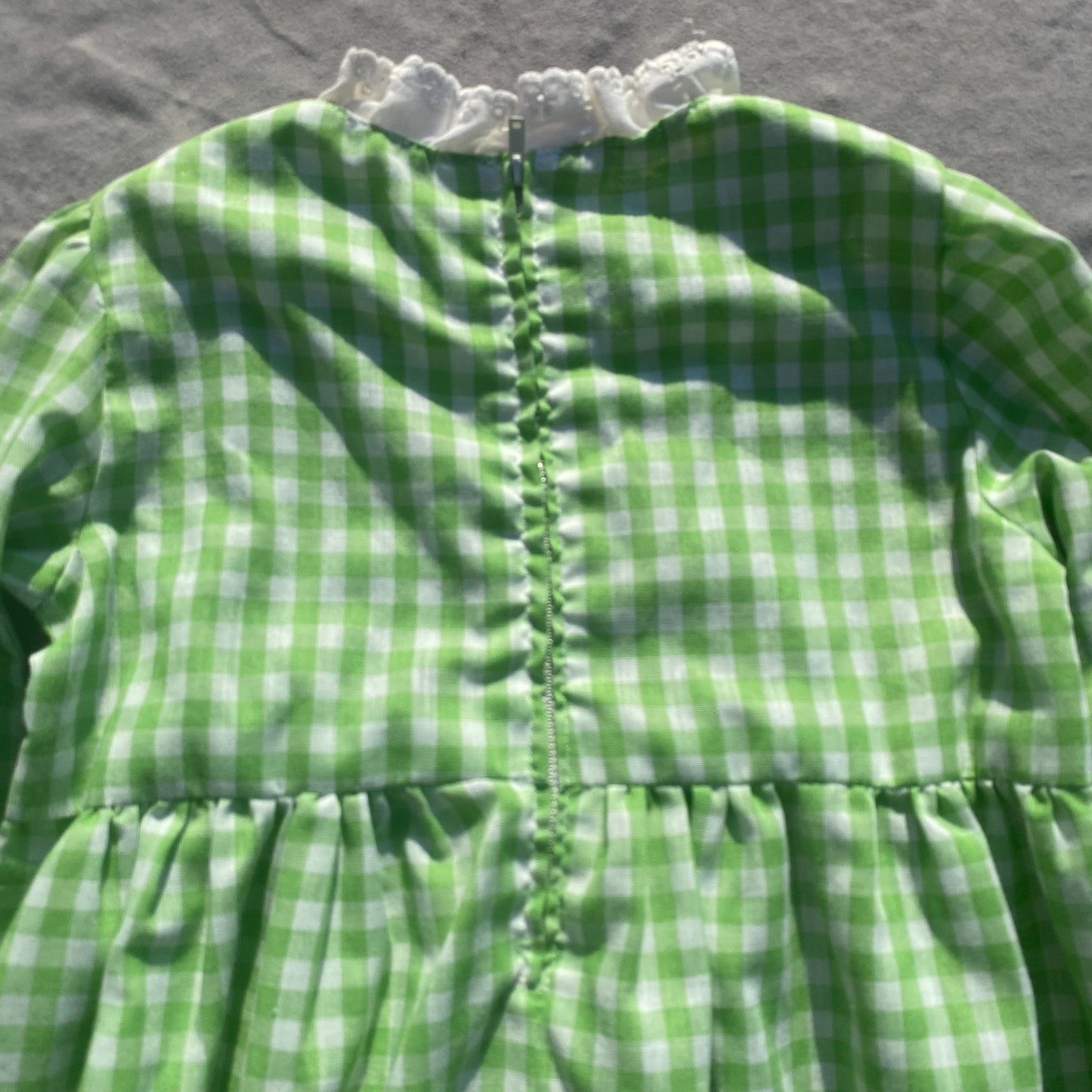 Gingham Long Sleeve prairie Lace Dress 4-5 Years Summer - Secondly