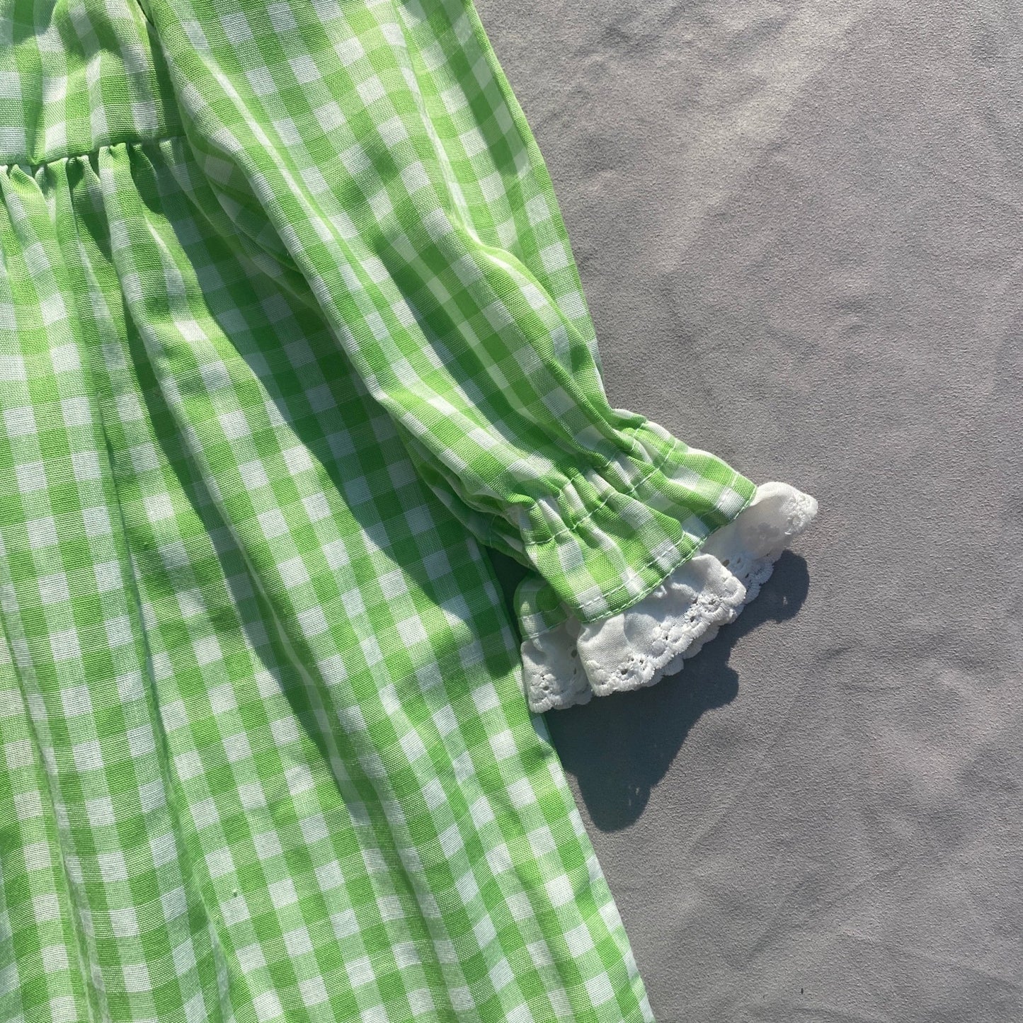 Gingham Long Sleeve prairie Lace Dress 4-5 Years Summer - Secondly