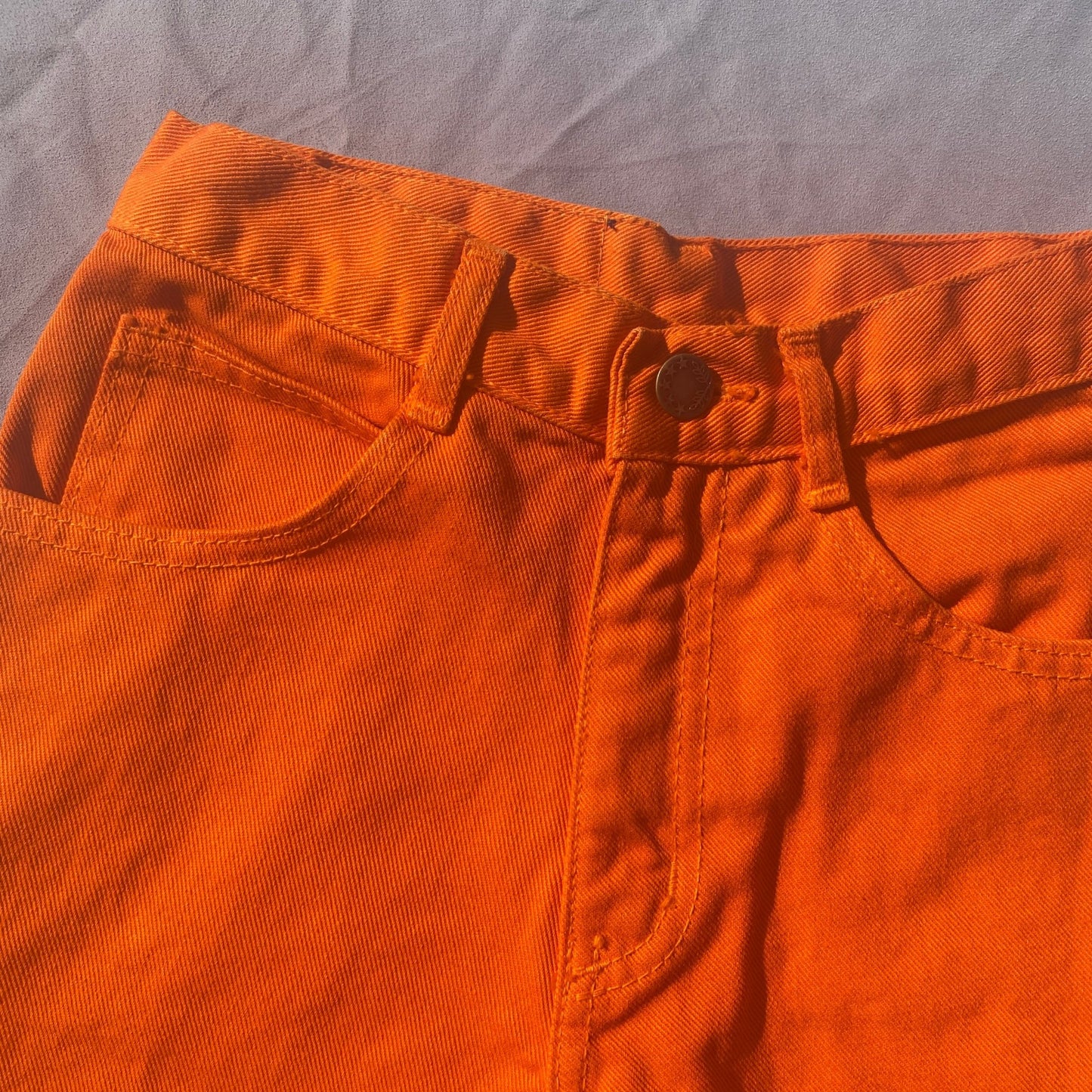 Retro Bright Orange Denim Shorts 7 - 8 Years Retro_Bright_Orange_Denim_Shorts__192 - Secondly