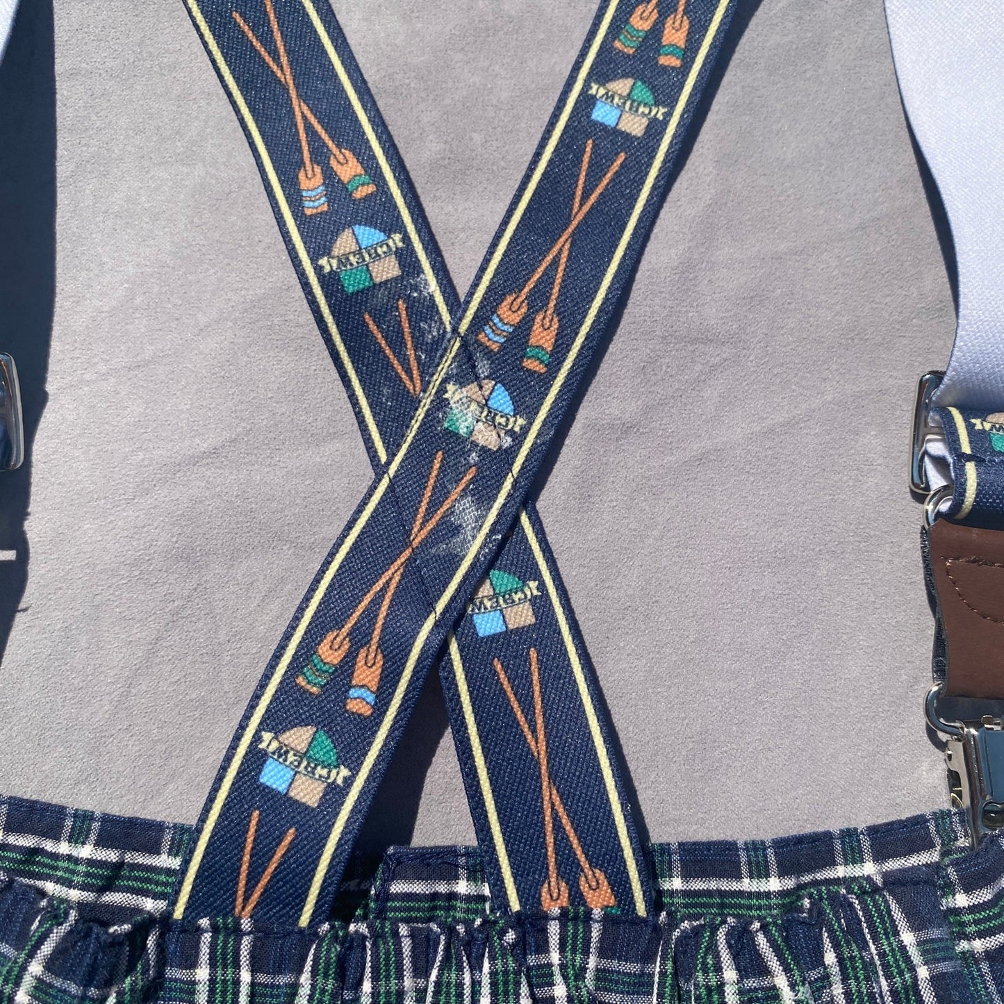 Vintage Checkered Shorts with Paddle Printed Braces 3-4 Years - Secondly