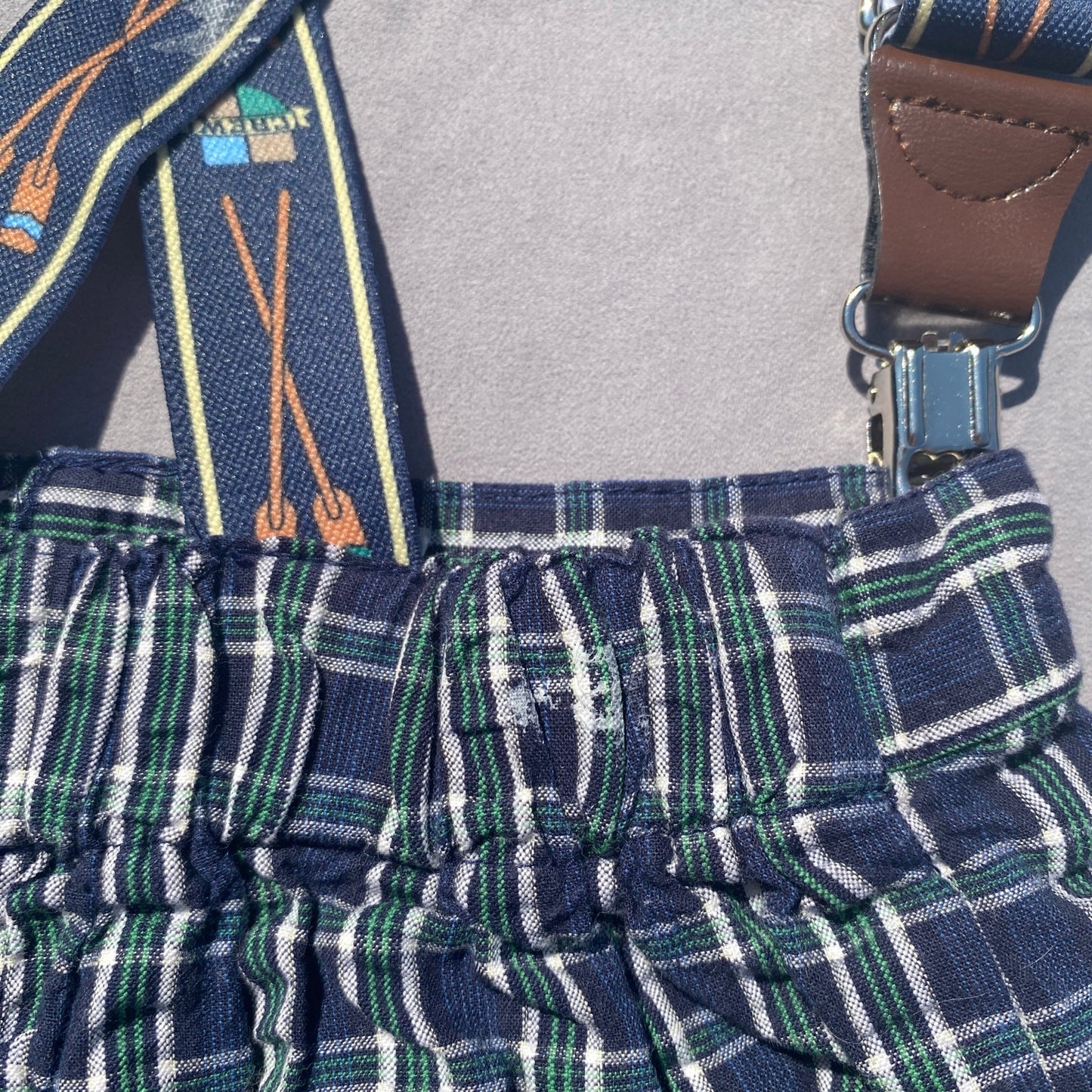 Vintage Checkered Shorts with Paddle Printed Braces 3-4 Years - Secondly