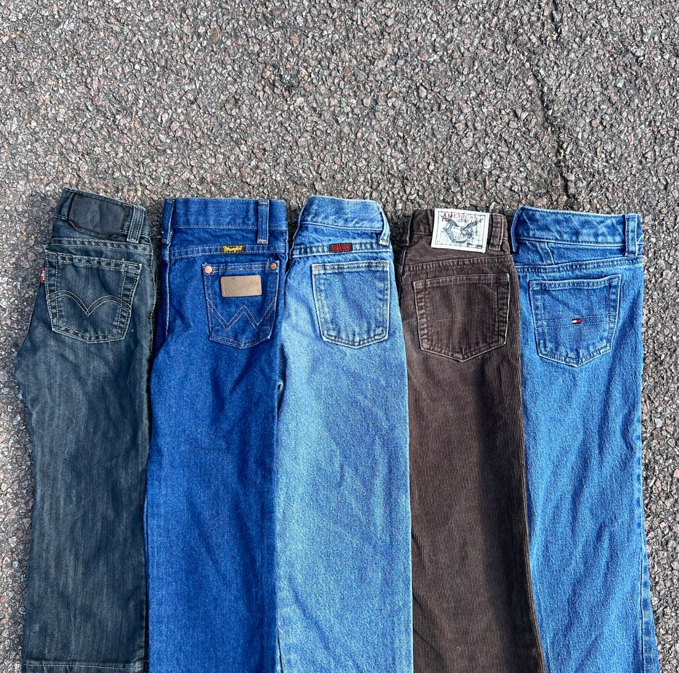 All of our vintage, pre-loved and second hand trousers for your children! We've got corduroy, denim and some branded pieces.