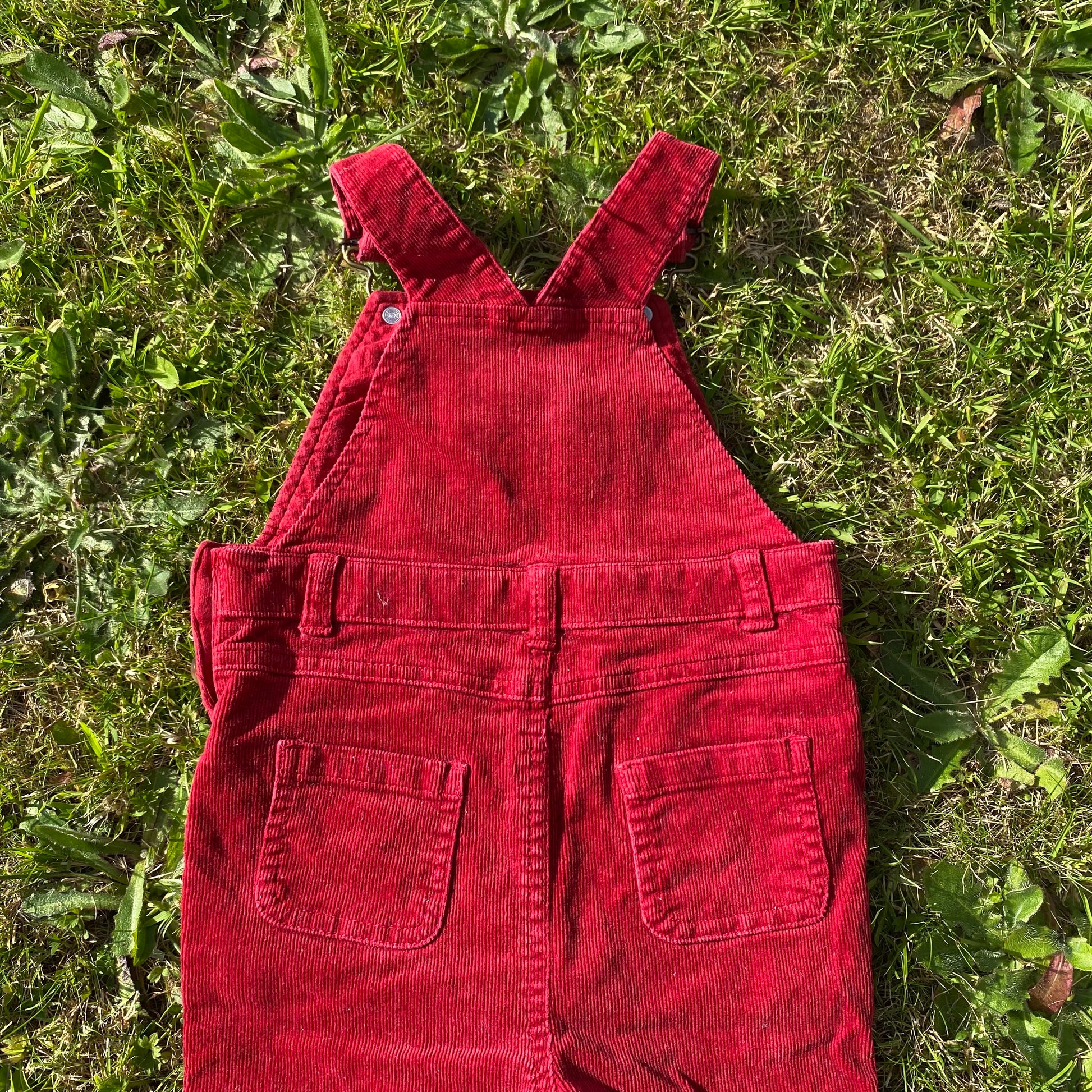 Dark Red Corduroy Dungarees