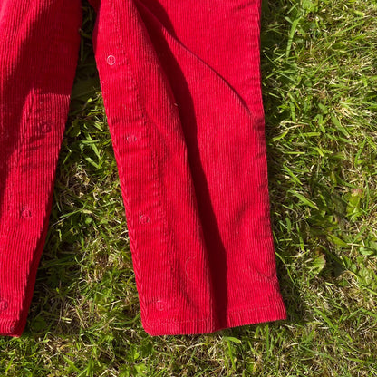 Bright Red Corduroy Dungarees