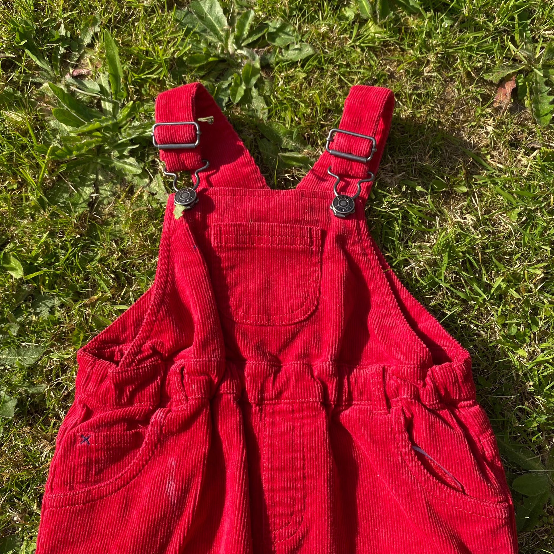 Bright Red Corduroy Dungarees