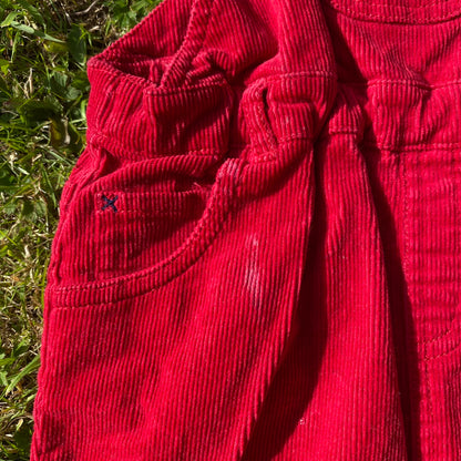 Bright Red Corduroy Dungarees