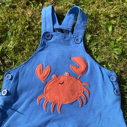 Crab Embroidered Dungarees