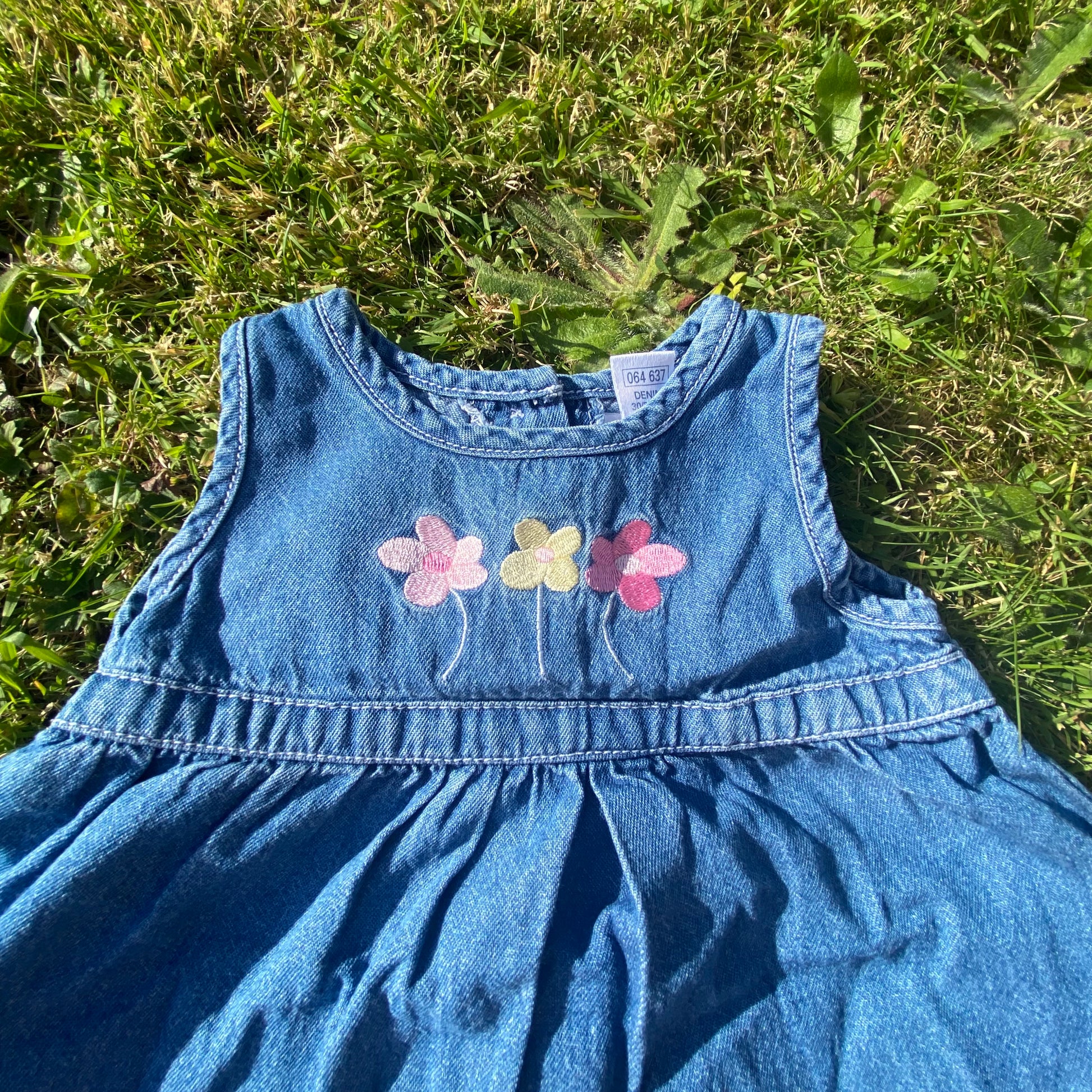 Flower Embroidered Denim Dress