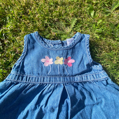 Flower Embroidered Denim Dress