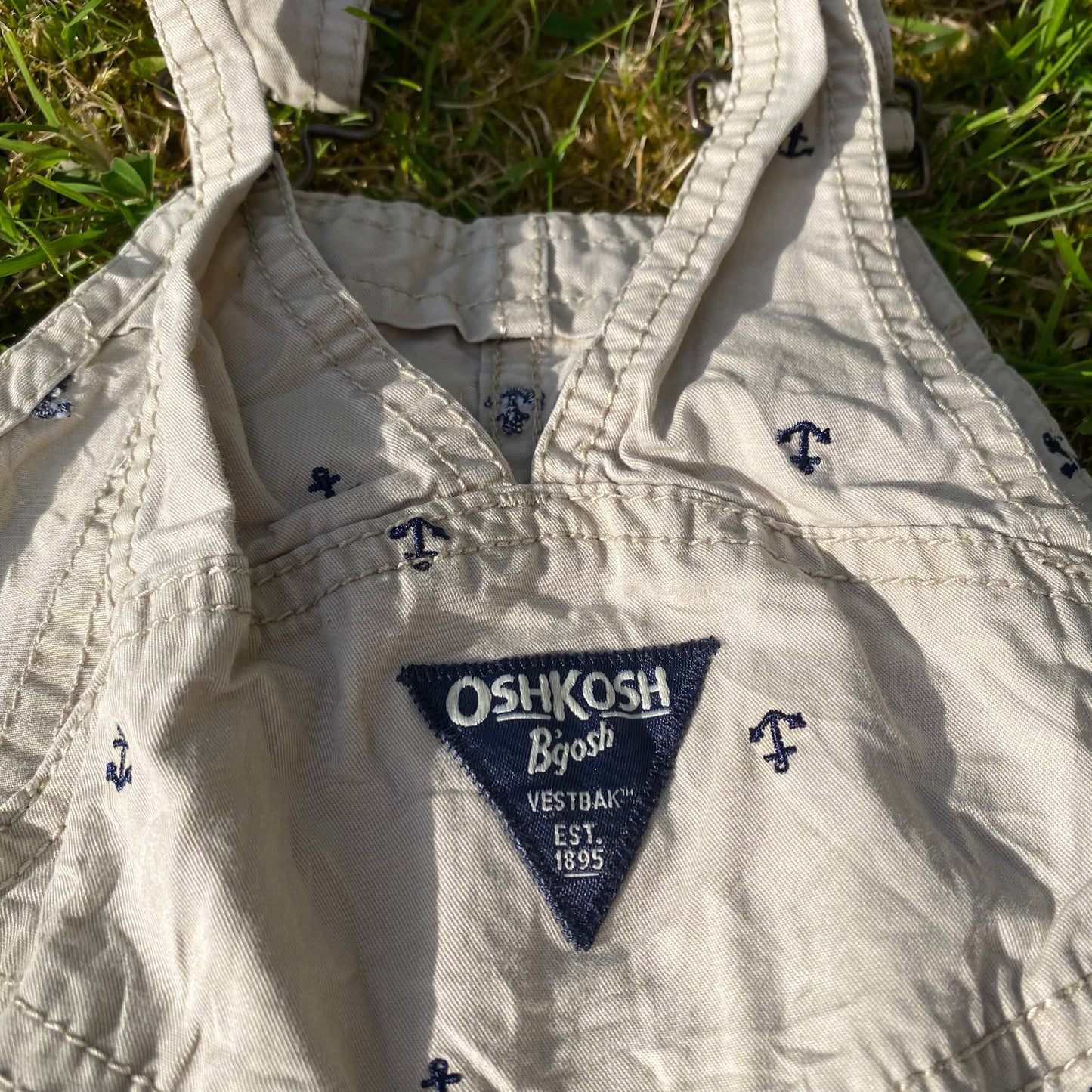 Oshkosh B'Gosh Embroidered Navy Anchor Romper Dungarees Cotton Dungarees - Secondly