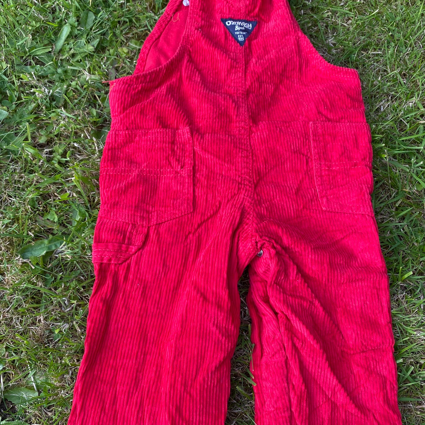 Oshkosh B'Gosh Red Corduroy Cargo Dungarees Corduroy Denim Oshkosh_B'Gosh_Red_Corduroy_Cargo_Dungarees_105 - Secondly