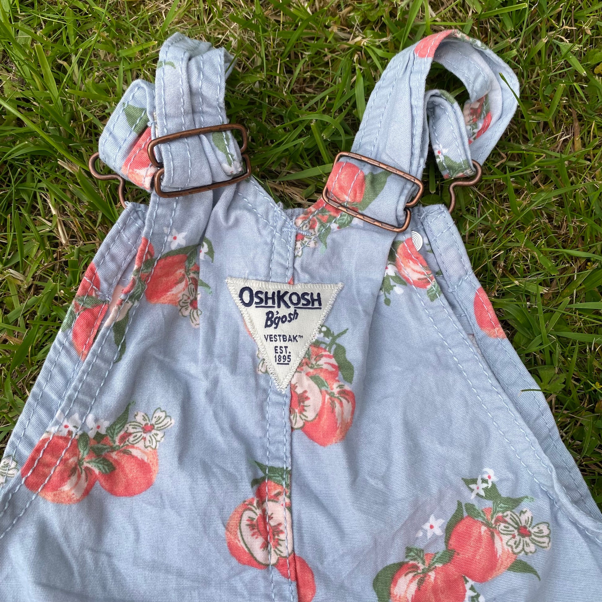 Oshkosh B'Gosh Peach Printed Romper Dungarees Cotton Dungarees Oshkosh_B'Gosh_Peach_Printed_Romper_Dungarees_112 - Secondly