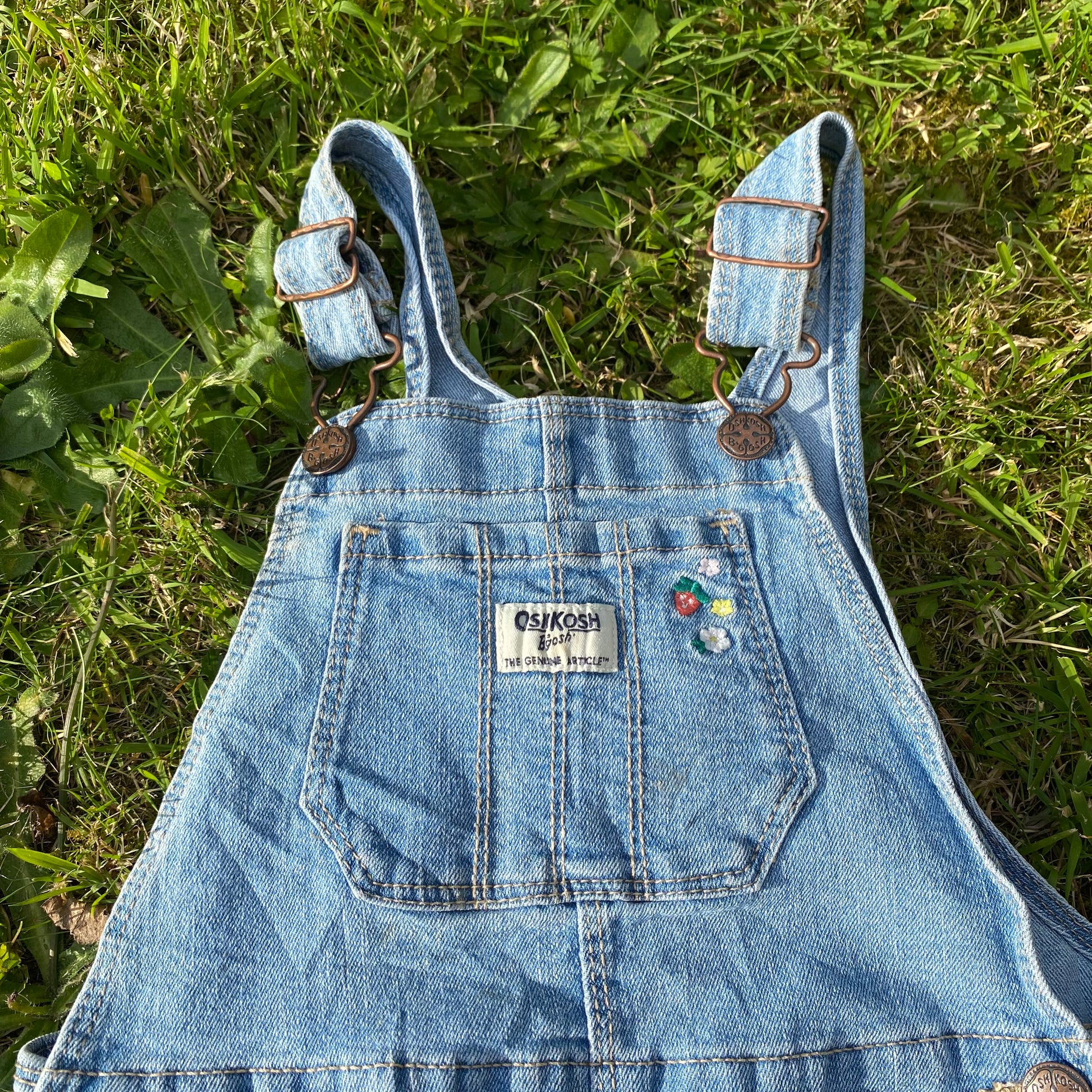 Oshkosh B'Gosh Floral Embroidered Denim Dungarees Denim Dungarees - Secondly