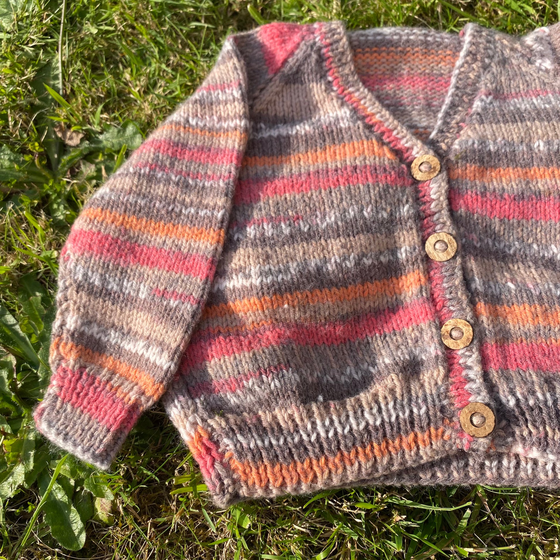 Multicoloured Handmade Knitted Cardigan Cardgian Casual Multicoloured_Handmade_Knitted_Cardigan_78 - Secondly