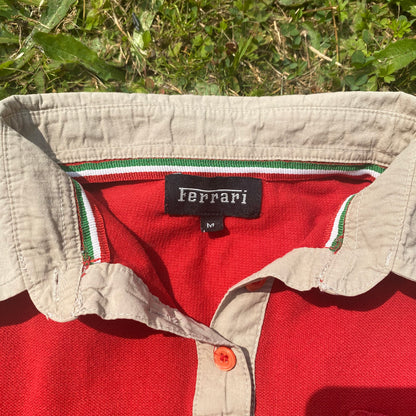 Red Ferrari Logo Polo Shirt Button Up Collared Ferarri - Secondly