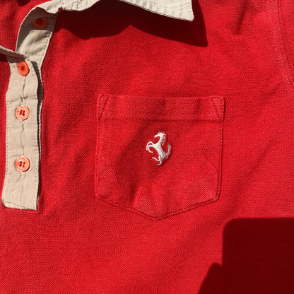 Red Ferrari Logo Polo Shirt Button Up Collared Ferarri - Secondly