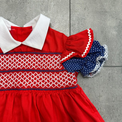 Red Smocked Prairie Dress 1-2 Years