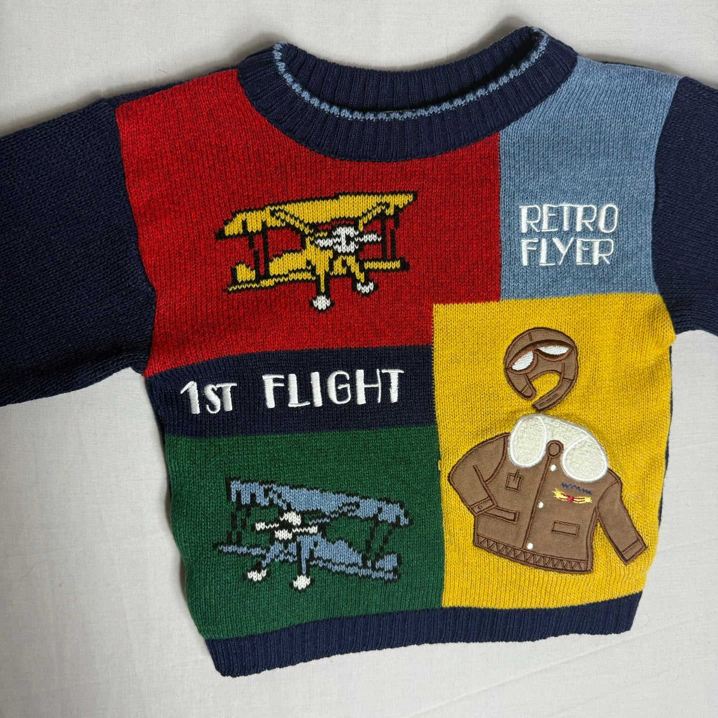 Retro Flyer Intarsia Knit 3-4 Years