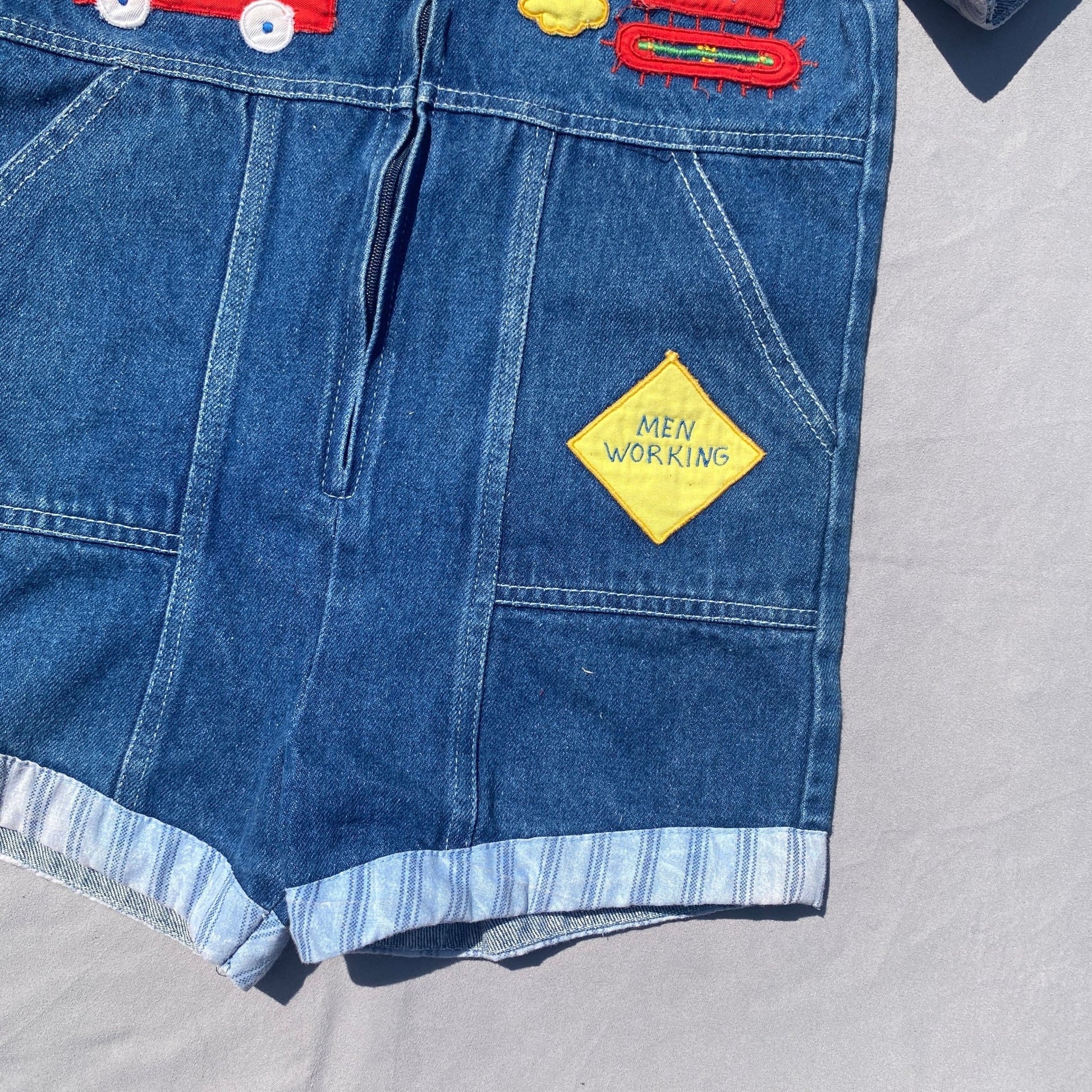 Builder Embroidered Denim Romper