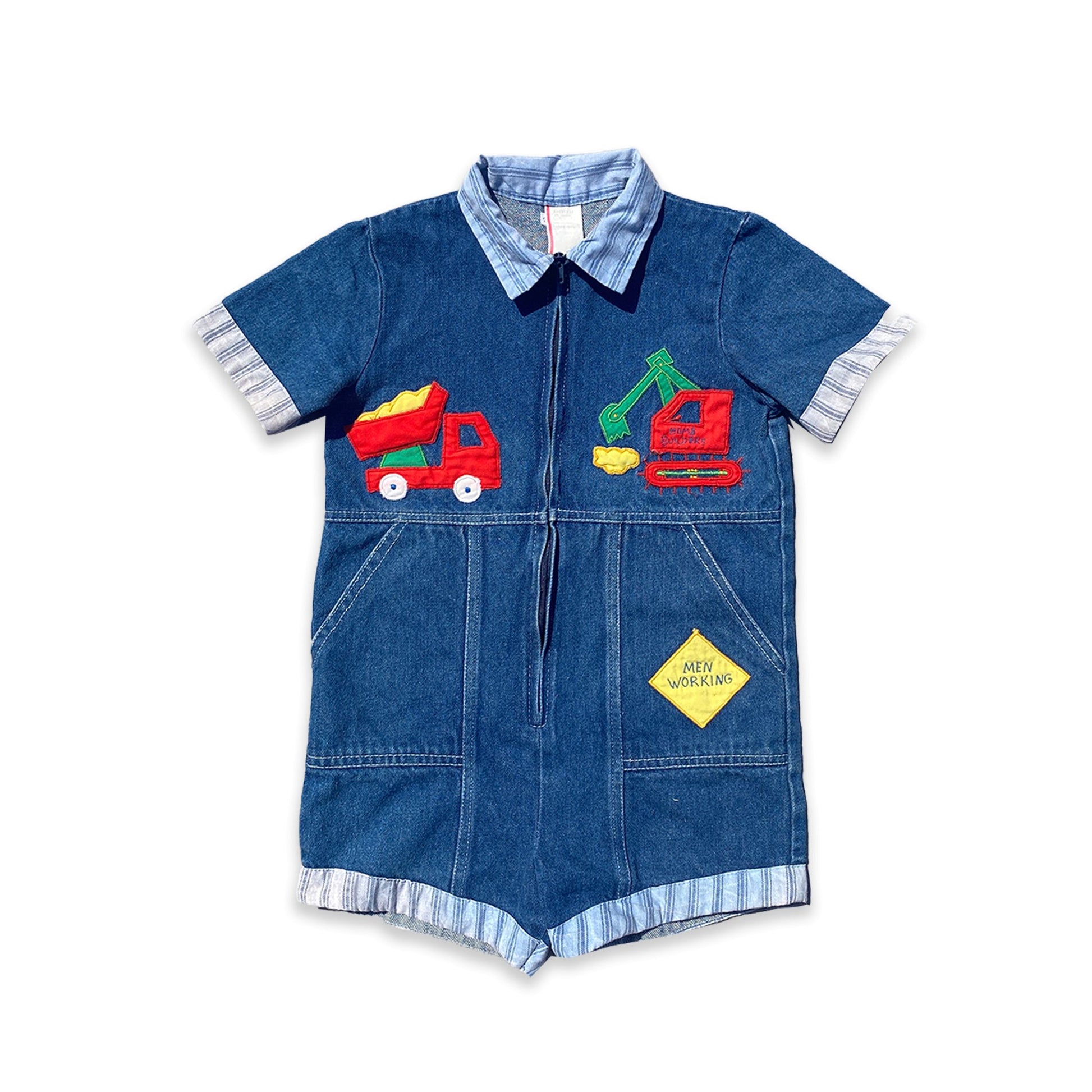 Builder Embroidered Denim Romper