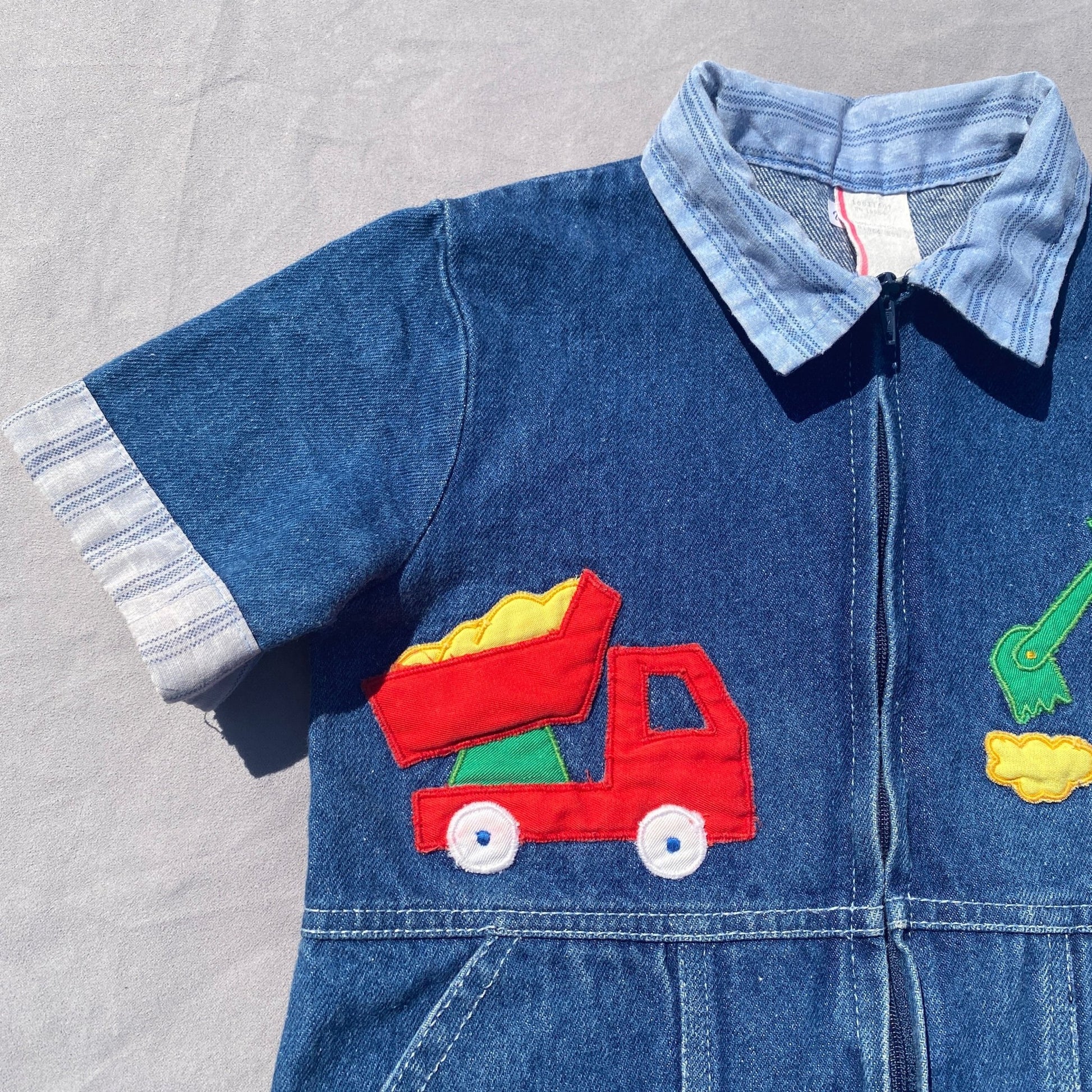 Builder Embroidered Denim Romper