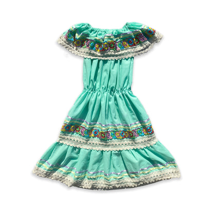 Frill Bardot Embroidered Floral Tiered Dress 5-6 Years Summer - Secondly