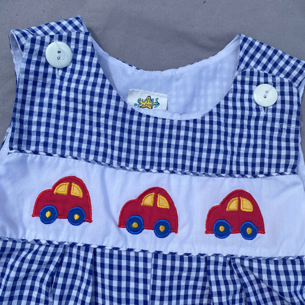 Gingham Car Embroidered All in One 12 - 18 Months Gingham_Car_Embroidered_All_in_One_187 - Secondly