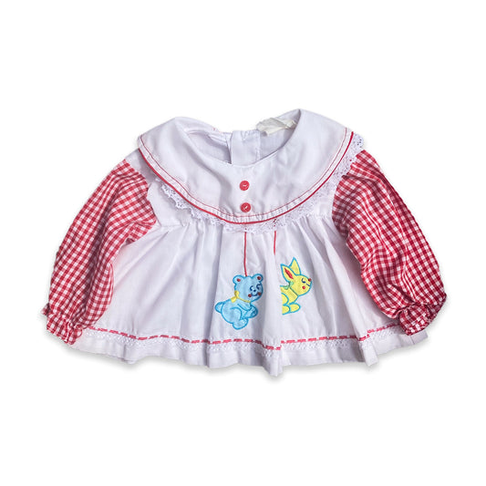 Gingham Embroidered Prairie Top 0-3 Months Summer - Secondly