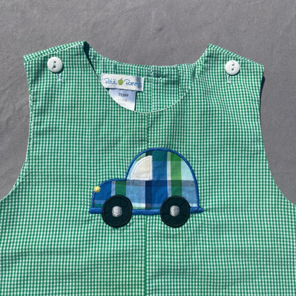 Gingham Green Car Embroidered All in One 12 - 18 Months Gingham_Green_Car_Embroidered_All_in_One_232 - Secondly