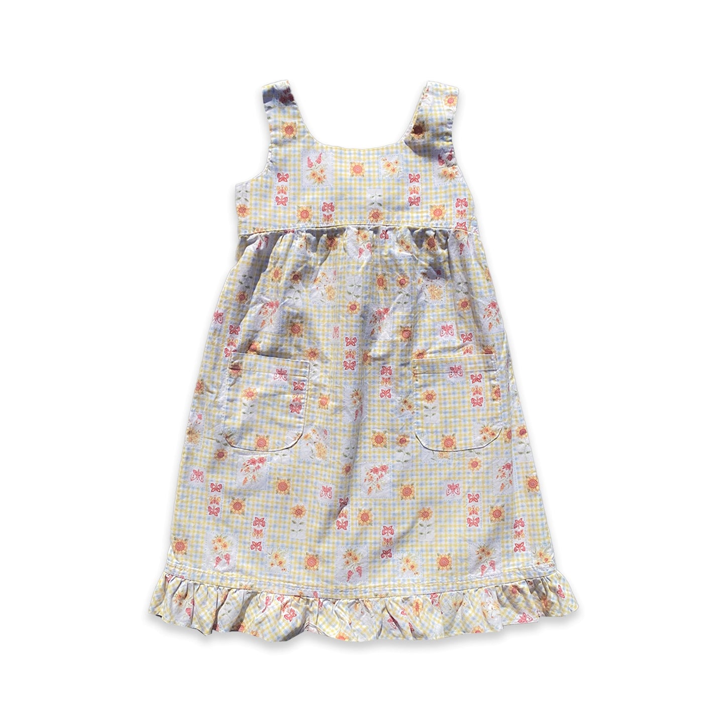 Handmade Floral Gingham Print Summer Dress 7 - 8 Years Handmade_Floral_Gingham_Print_Summer_Dress_156 - Secondly