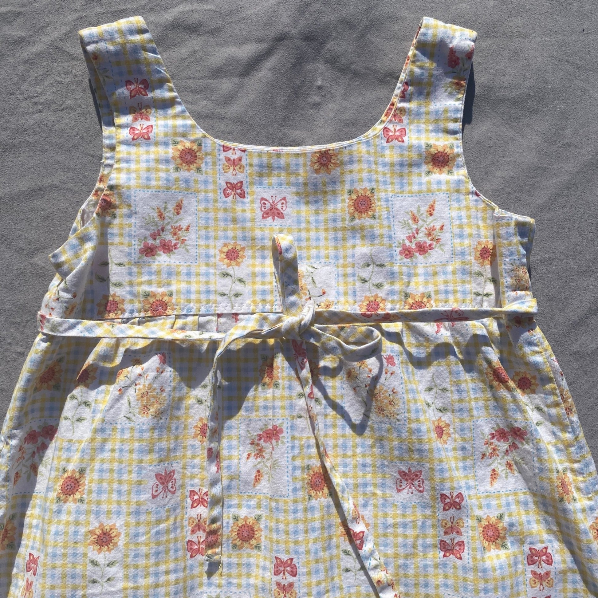 Handmade Floral Gingham Print Summer Dress 7 - 8 Years Handmade_Floral_Gingham_Print_Summer_Dress_156 - Secondly